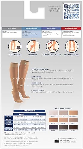 Miniatura 5 de Truform - Medias de compresión traslúcidas para mujer, hasta la rodillas, 15-20 mmHg, 20 denier, color piel, talla S