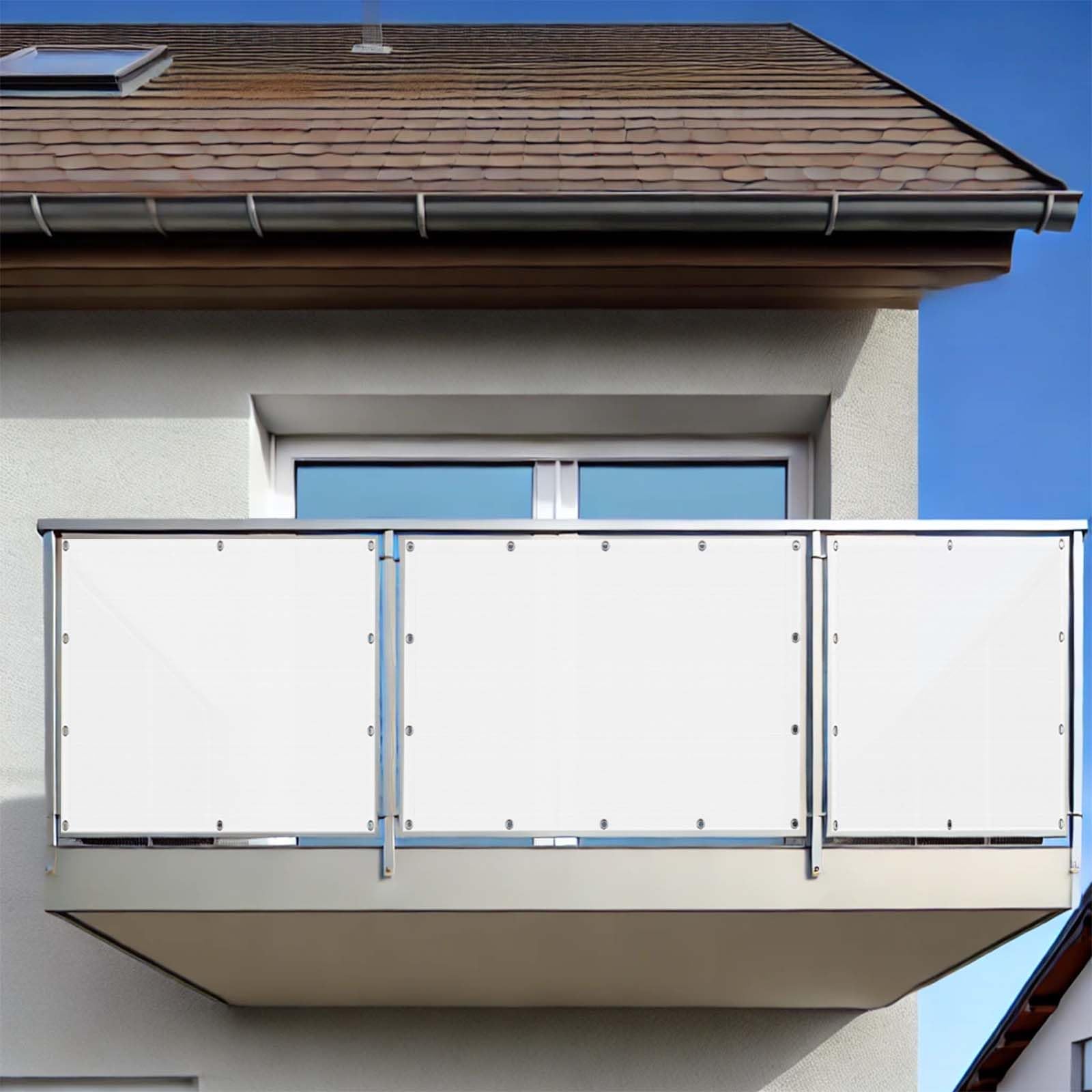 Cache balcon 135x340 cm blanc pour profiter de votre terrasse à l'abri des regards