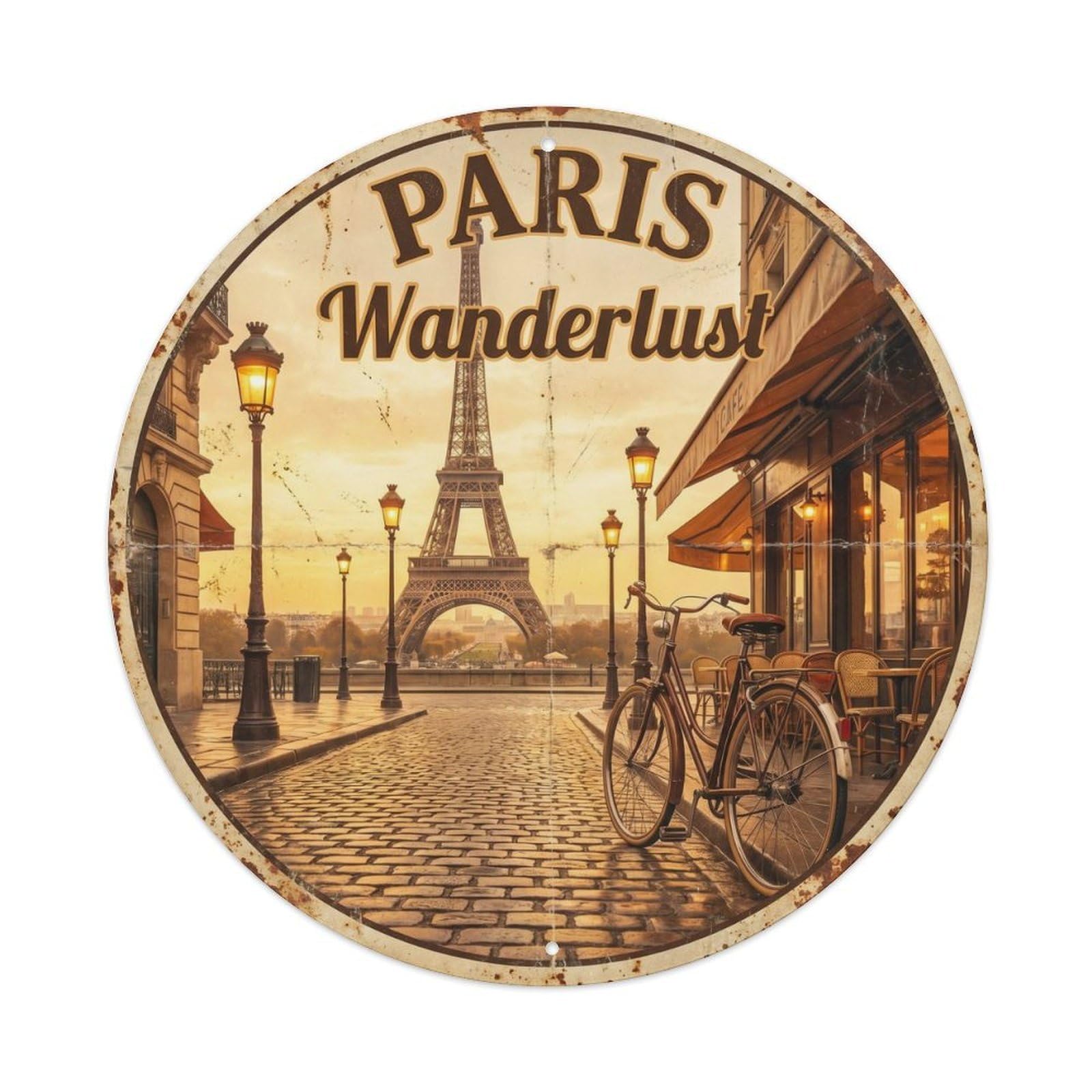 Vintage Travel Paris Street Wanderlust 1 Metal Tin Sign Plaque