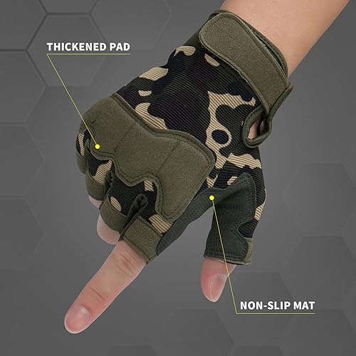 Miniatura 4 de FIORETTO Guantes sin dedos para Airsoft Tiro Medio Dedo Caza Senderismo Ciclismo Conducción Motocicleta Escalada Guantes de Trabajo M210603