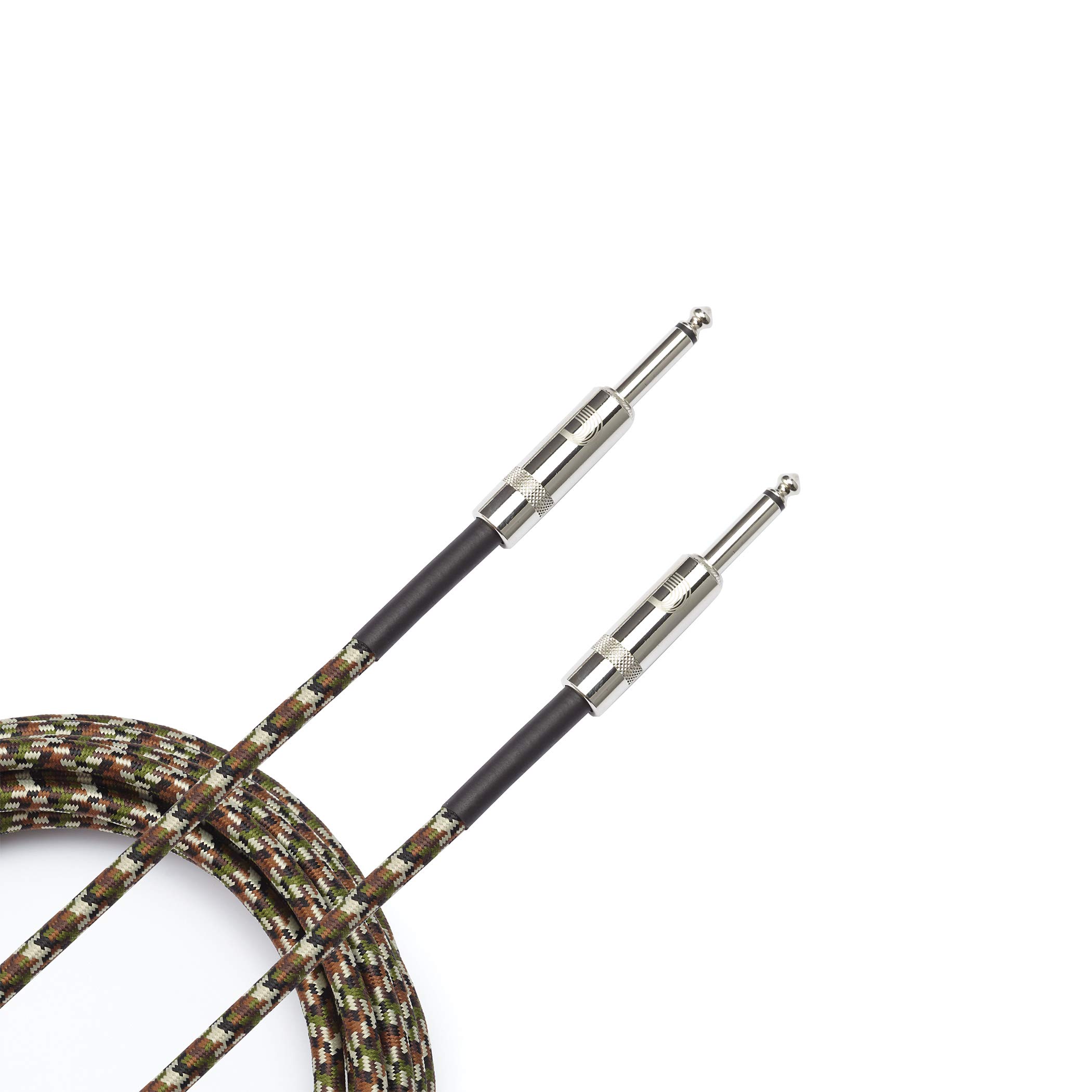 D’Addario Accessories Custom Series Braided Guitar Cable - Instrument Cable with Nickel Plated ¼ Inch Ends - Protects Guitar Cord Against Cuts, Kinking - 20 feet - Camo