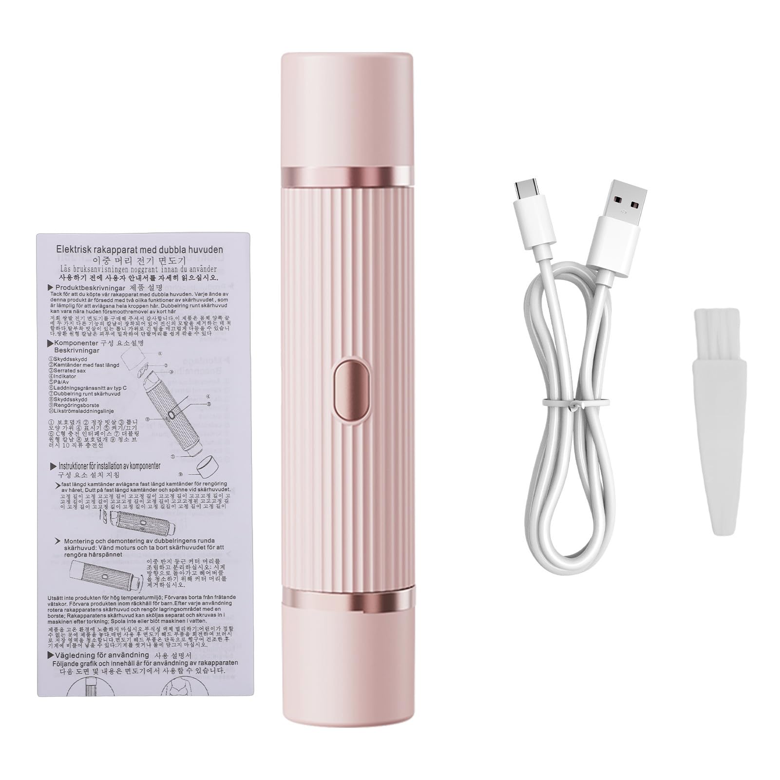Domary Dual Head Electric Hair Trimmer Rechargeable Body Hair Remover Portable Shaving Tool (English Version)-image-34