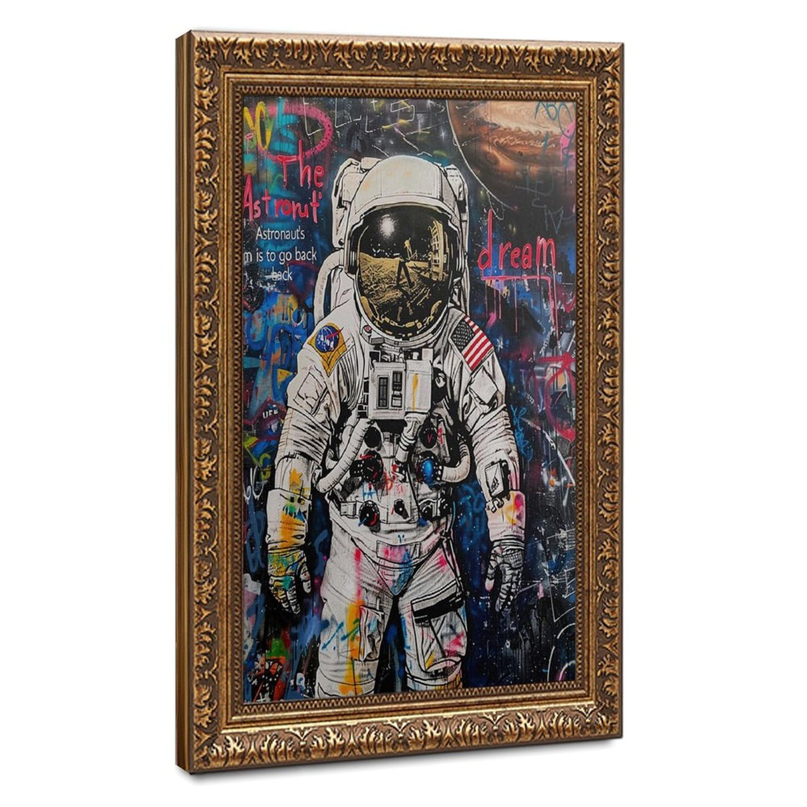 Bareronor Graffiti Astronaut Canvas Poster Bedroom Decor Landscape Office Room Decor Gift 12" L X 18" W