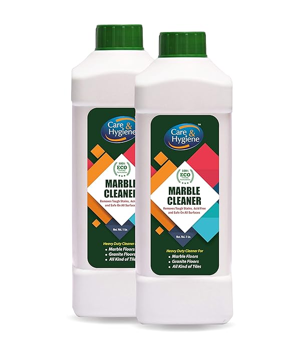 Care And Hygiene Marble Cleaner 1 Ltrs, Green,(Pack of 2) Removes Heavy Dirt Stains on Marble,Tiles,Ceramics, Mosiac Acid Free All Surface Cleaner.