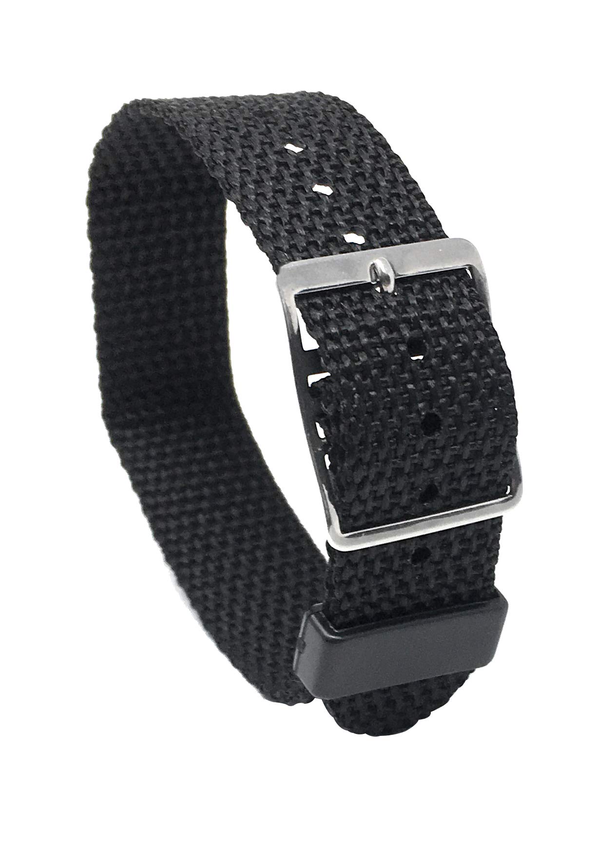 Bandini 18mm Nylon Watch Band - Ballistic Style Nylon Strap - Stainless Buckle - Black
