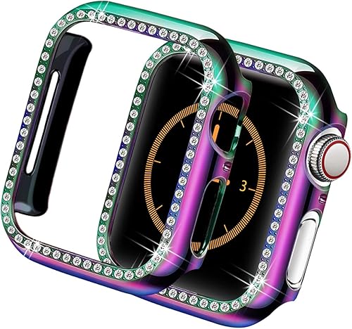 Carcasa compatible con Apple Watch SE, 1.49, 1.57, 1.65, 1.73, (38mm, 40mm, 42mm, 44mm) diamantes de imitaciĂłn de cristal para iWatch Series 6 5 4 3 Carcasa compatible con Apple Watch SE, 1.49, 1.57, 1.65, 1.73, (38mm, 40mm, 42mm, 44mm) diamantes de imitaciĂłn de cristal para iWatch Series 6 5 4 3