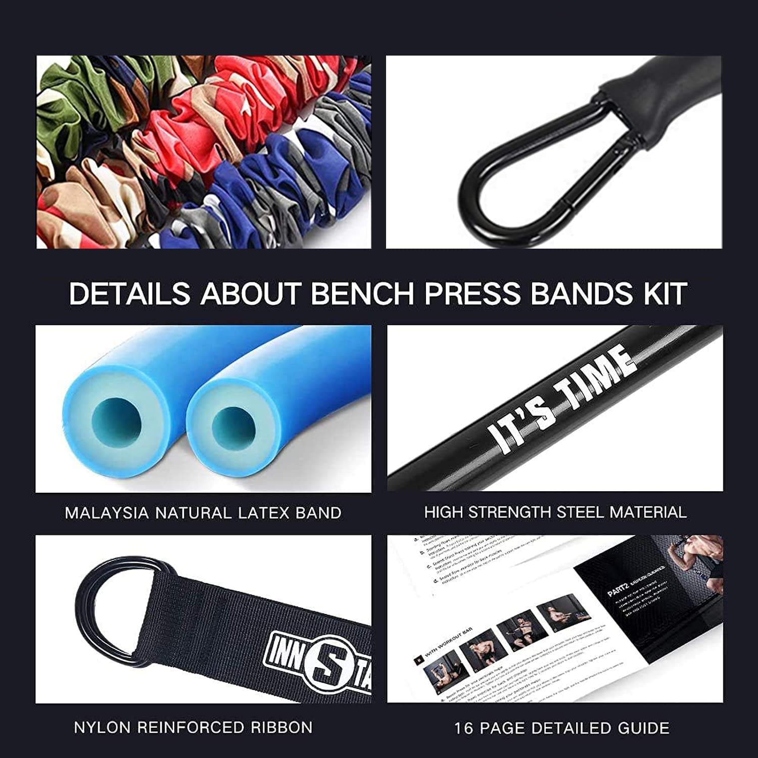 INNSTAR Home Gym 3.0 - Juego de bandas elásticas para el entrenamiento de fuerza en el gimnasio en casa, kit de elásticos de fitness profesional para el entrenamiento de todo el cuerpo, barra para