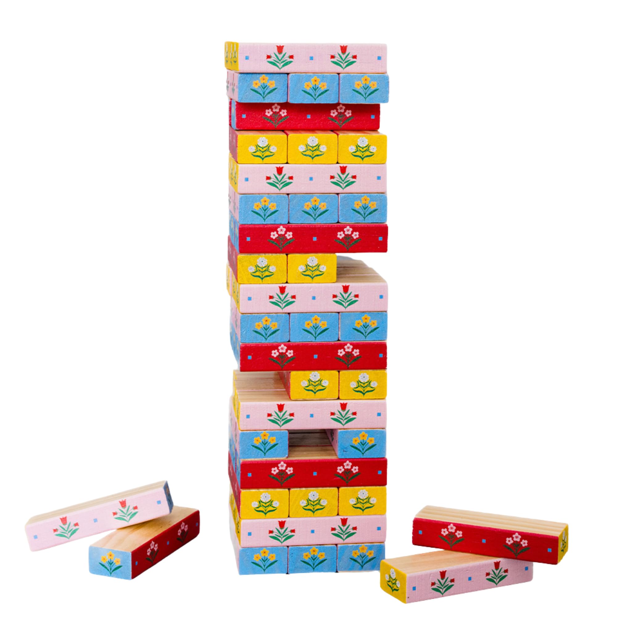 ban.do Tumbling Blocks Game, Quilt Design | Gioco colorato della pila delle mattonelle del blocco di legno 54 per adulti e scatola di immagazzinaggio