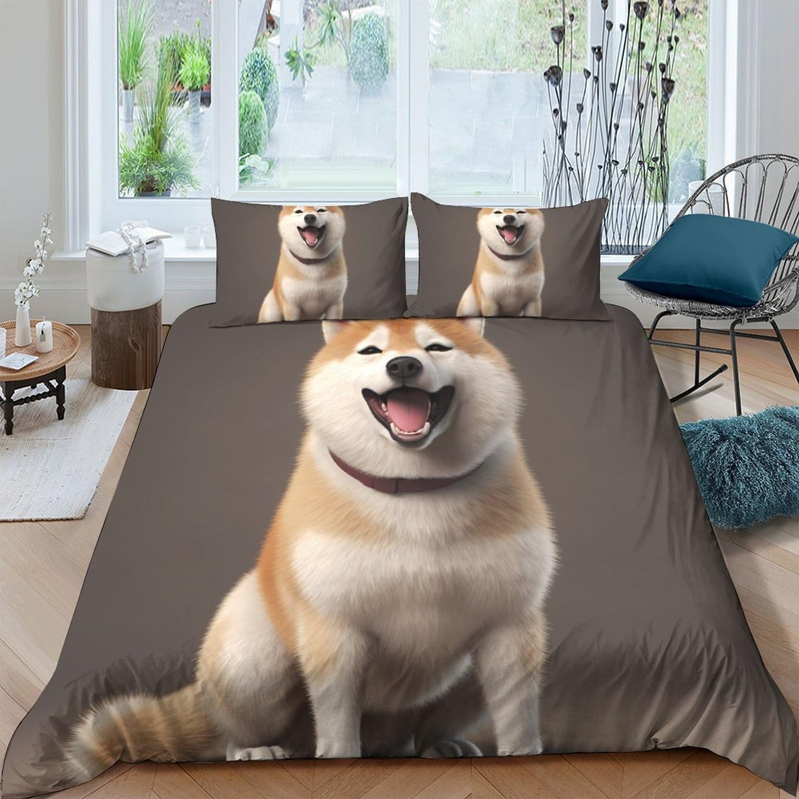 Ctjqhvkz Style-9 3D Printed Shiba Inu Dog Fitted Sheet Microfiber Anti-Slip Bed Cover For Bedroom Dorm Room Mattress Protection Single（135X200cm）
