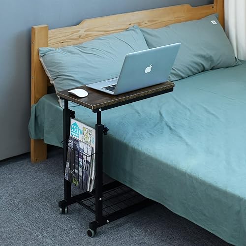 Miniatura 5 de AIZ Mesa para colocar sobre la cama, mesa auxiliar de sofá ajustable en altura deslizable debajo del sofá, mesa auxiliar para laptop, carrito de