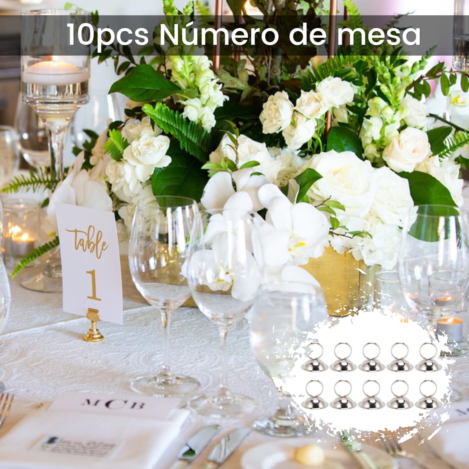 Menu Clips, Stable and Widely Used Table Number Holders, No Fading, 10Pcs for Party Reception (Silver)
