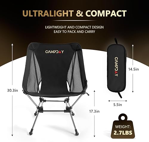 Miniatura 4 de Silla de camping portátil para senderismo, ultraligera, pequeña, ligera, plegable, para campamento al aire libre, caza, playa, picnic, concierto,