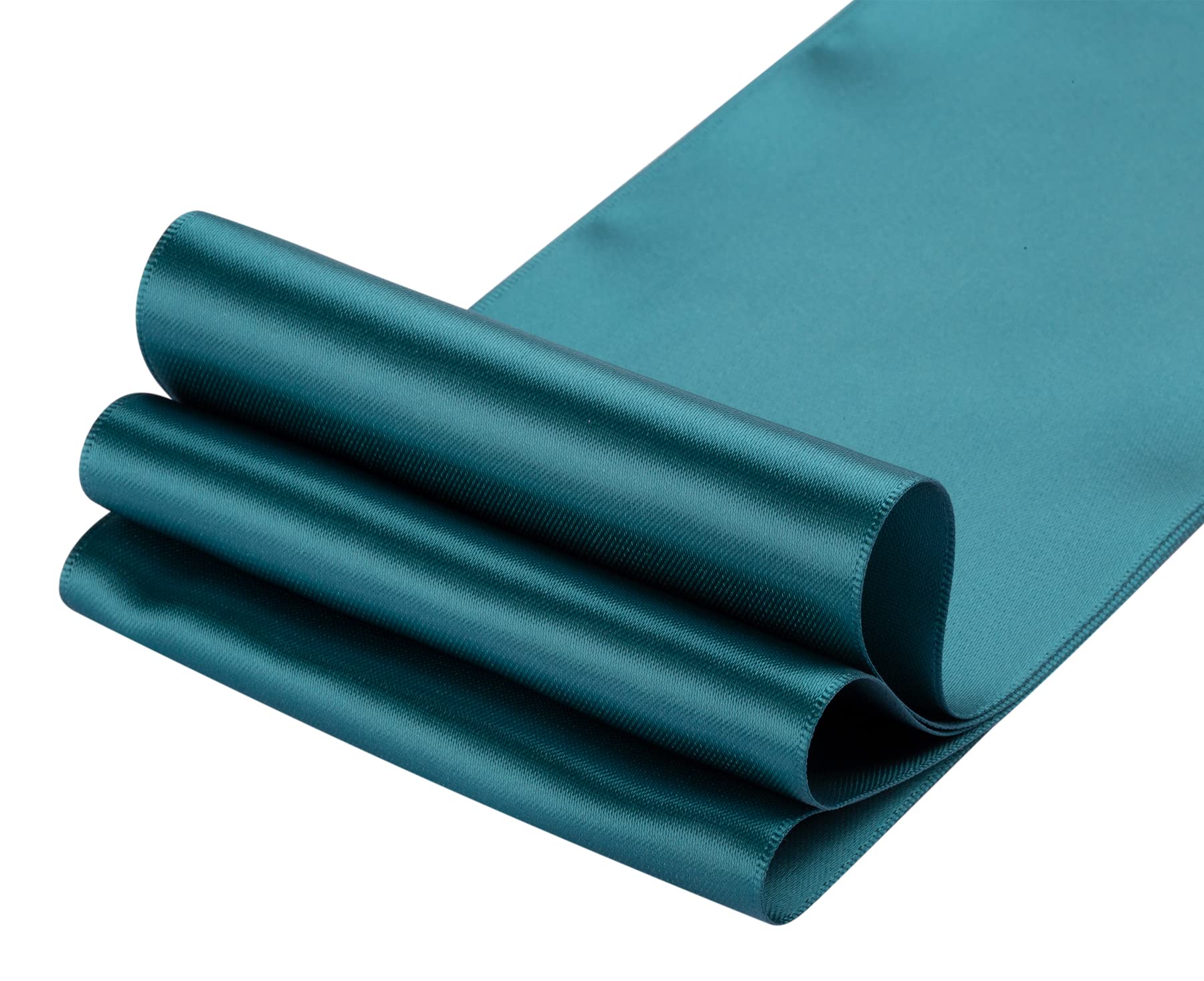 Dwustronna satynowa wstążka, 100 mm x 22 m, solidna poliestrowa wstążka rzemieślnicza, idealna do pakowania prezentów, rękodzieła, dekoracji ceremonii ślubnej, aranżacji kwiatowych, szycia (turkusowa)