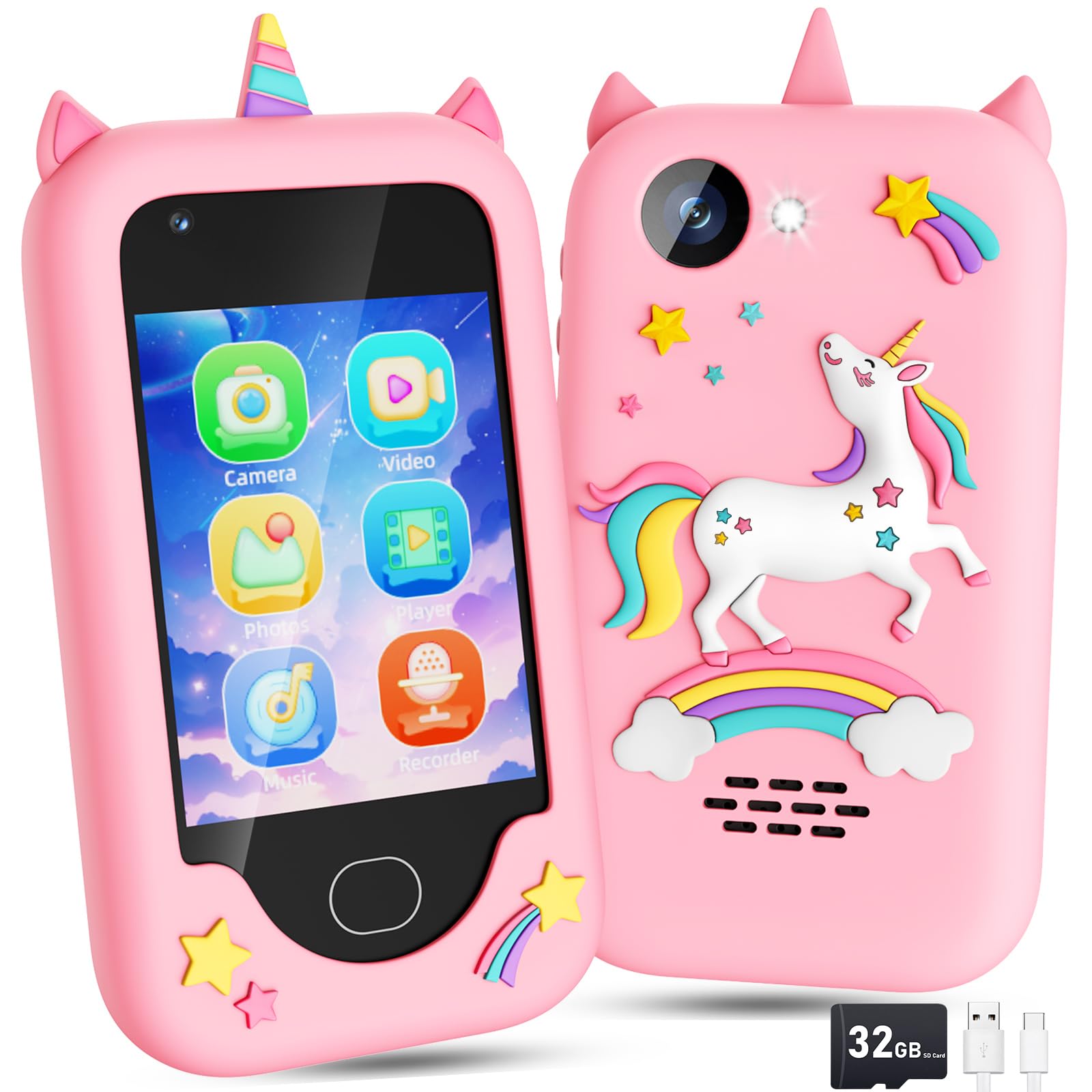 Gocina Kids Smart Phone for Girls - Christmas Birthday Gift Toy for Age 3-8, 2.8