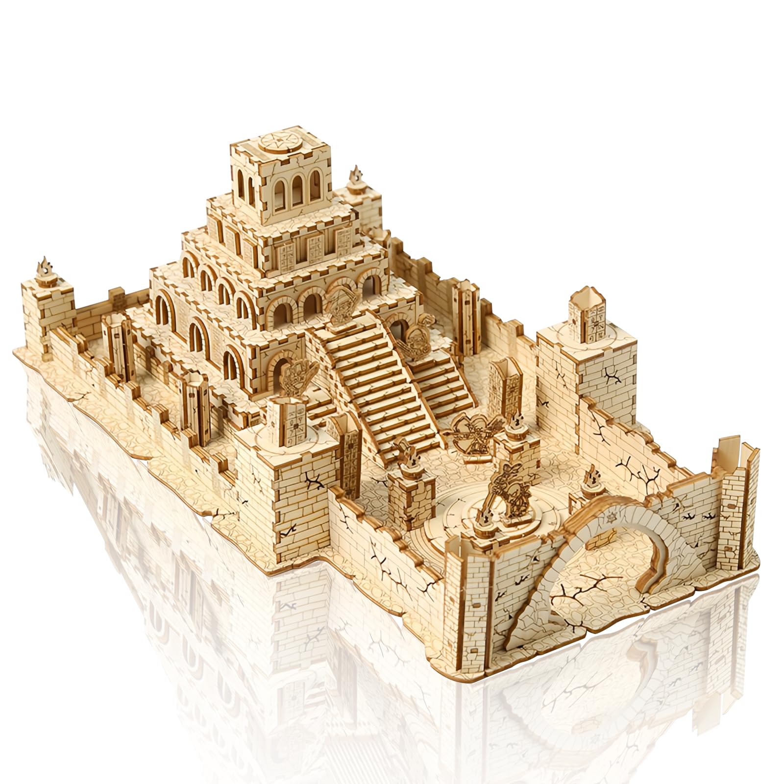 3D Wooden Model Building Puzzle With Light, Mechanical Model Construction Set DIY Wooden Model Kit For Adults (Battery Required) (Castle