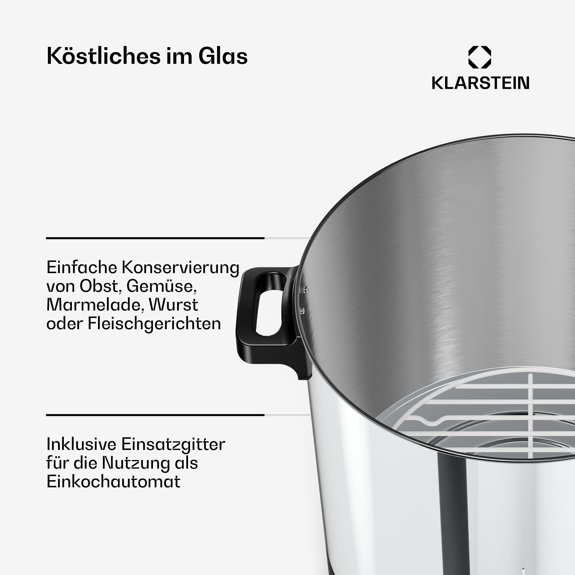 Klarstein Biggie Digitaler Einkochautomat, 25 L Edelstahl-Einkochtopf mit Edelstahlhahn & Timer, 2000 W, 30–100 °C, LCD-Display, Glühweinkocher, Einweckautomat, Heißgetränkespender