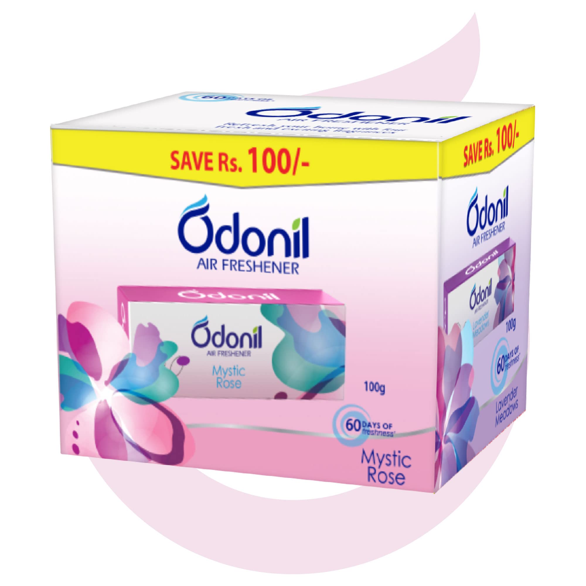 Odonil Bathroom Air Freshener Blocks 400g (100g*4) | Mixed Fragrances: Jamine, Lavender, Orchid, Rose| Long Lasting Fragrance