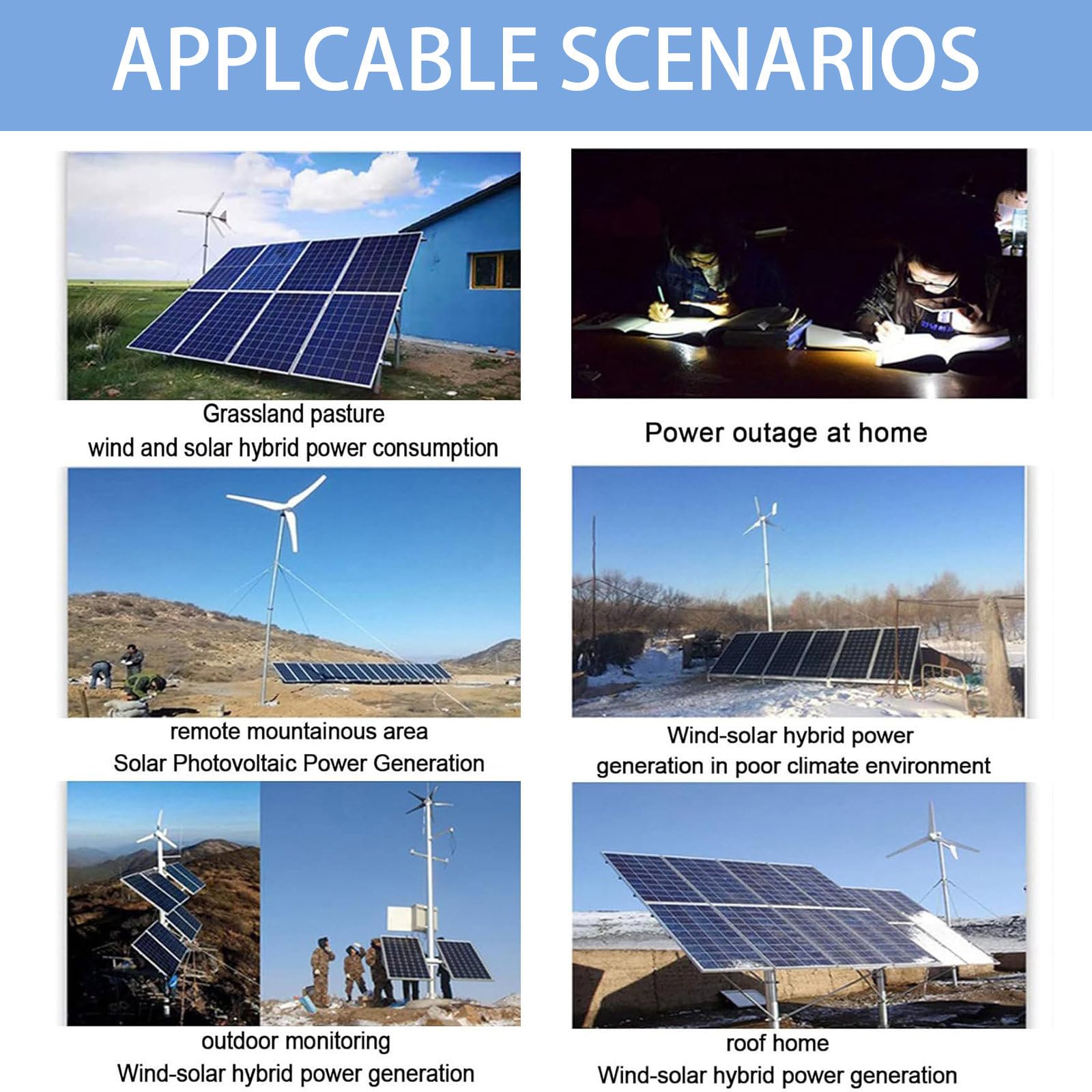 Controlador Híbrido Solar-Viento 10000W,12 V/ 24 V/ 48 V, Controlador Híbrido Solar De Carga MPPT para Batería del Cargador del Generador De Turbina Eólica 12V