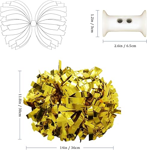 Miniatura 10 de Pompones de animadora con mango de bastón, pompones metálicos medianos para adultos y niños, pompones de animadora para escuadrón de animadoras,