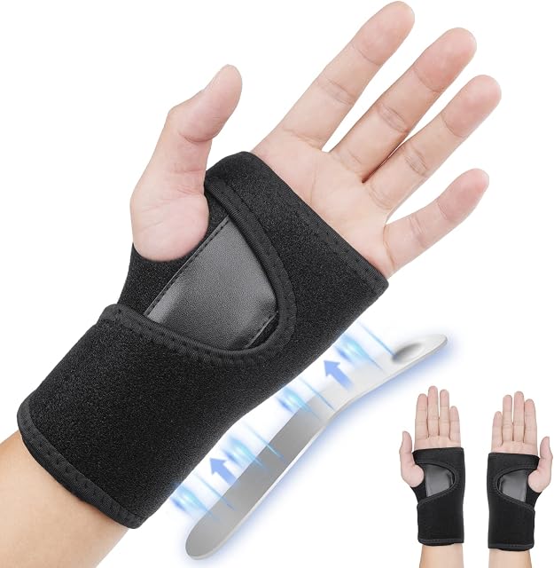 ACWOO Wrist Support Splint Brace, Adjustable Wrist Strap Carpal Tunnel Compression Splint Relieves Wrist Pain, Sprains, Tendonitis and Joint Pain, Breathable Wrist Brace Provides Wrist Support (Left)
