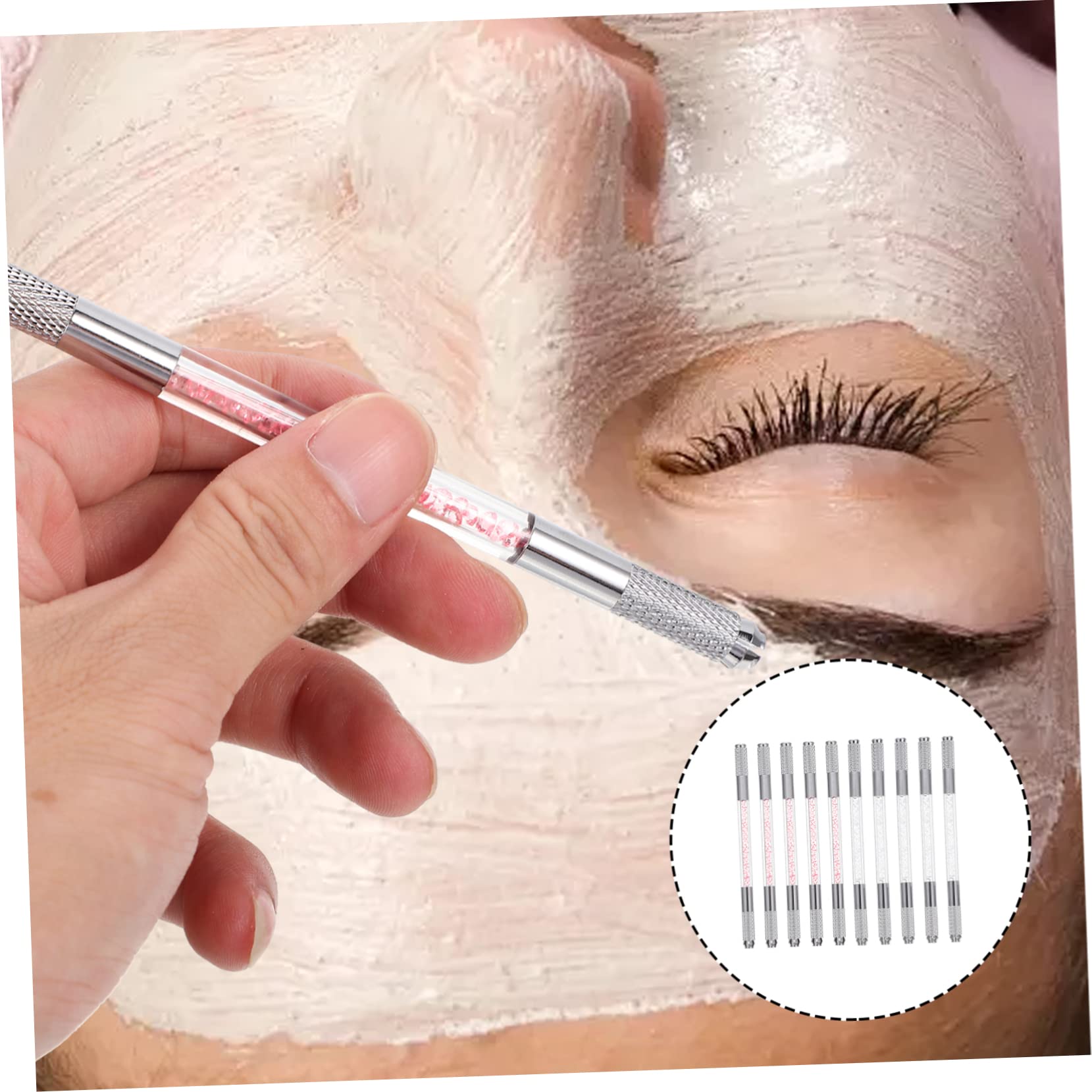 10 Stück Microblading Augenbrauenstifte mit Doppeltem Kopfdesign aus Abs Wasserfest und Langlebig für Natürliches Augenbrauen Tattoo und Make Up