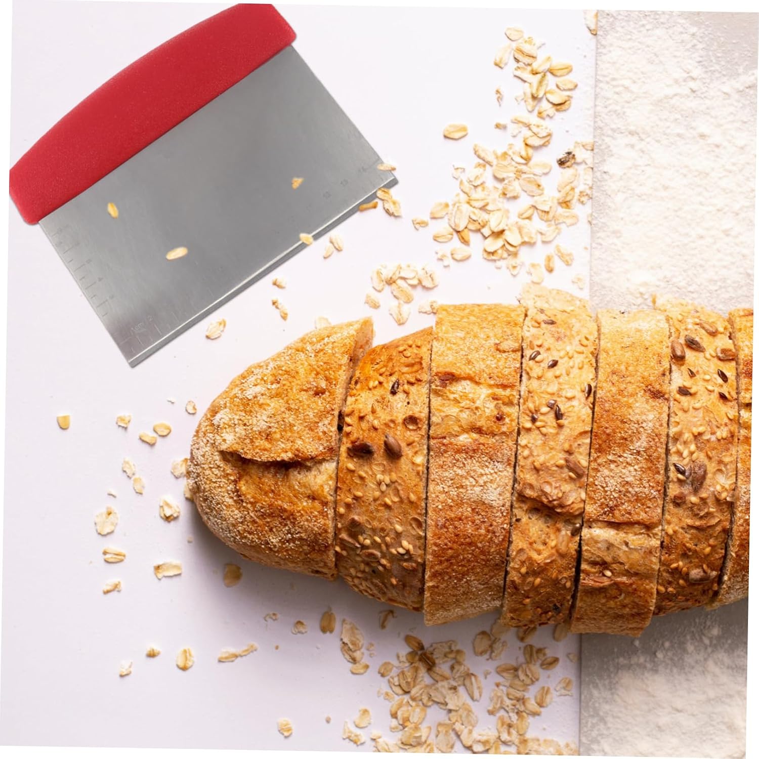 2Pcs Stainless Steel Dough Chopper with Scale and Scraper