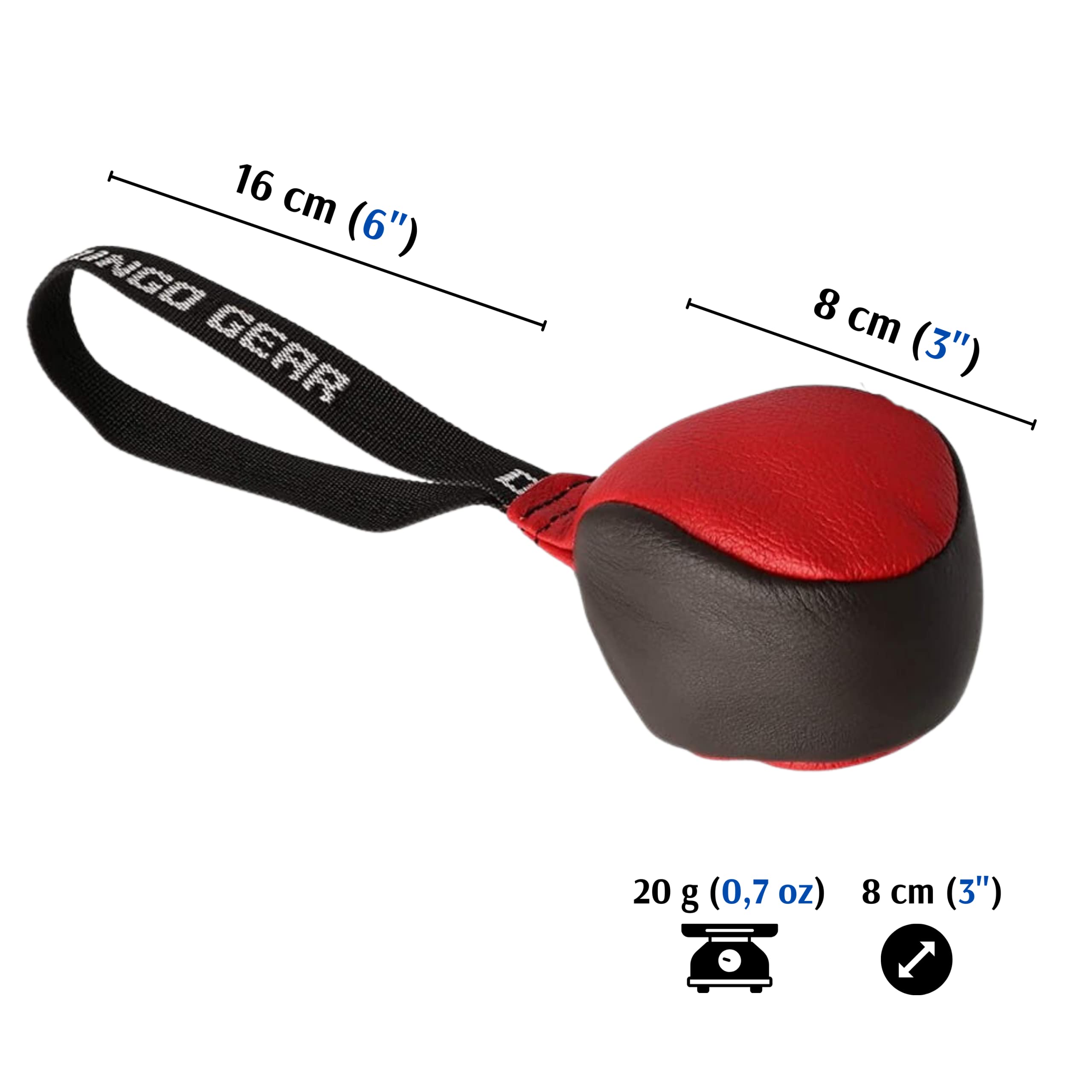 Dingo Gear S10006 - Pelota Suave para Perros (8 cm x 2 Unidades) | Piel de grano auténtico para entrenamiento de mordedura para cachorros S10006