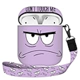 for Airpods Case,Don't Touch Me Cool Cover with Lanyard Big Eyes Cute Cartoon for Airpods 2nd Generation Case,Soft Shockproof Cover for Women Men-Purple