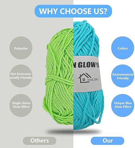 Miniatura 2 de Juego de 5 hilos luminosos de algodón que brillan en la oscuridad, suministros de costura para principiantes, para tejer, manualidades, manualidades