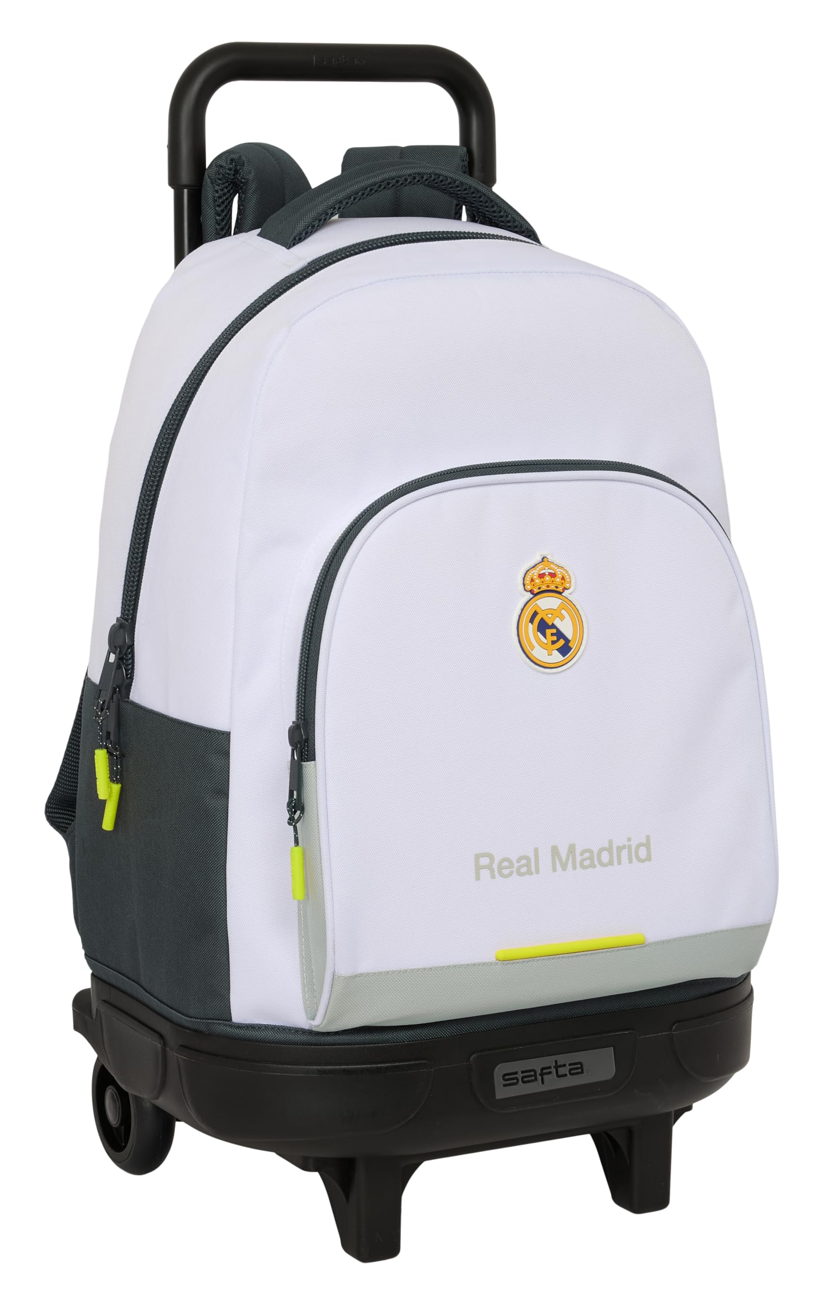 Safta REAL MADRID EQUIPACIÓN 25/26 - Mochila Grande con Ruedas, Compacta, Extraíble, Ideal para Niños de Diferentes Edades, Cómoda y Versátil, Calidad y Resistencia, 33x22x45 cm