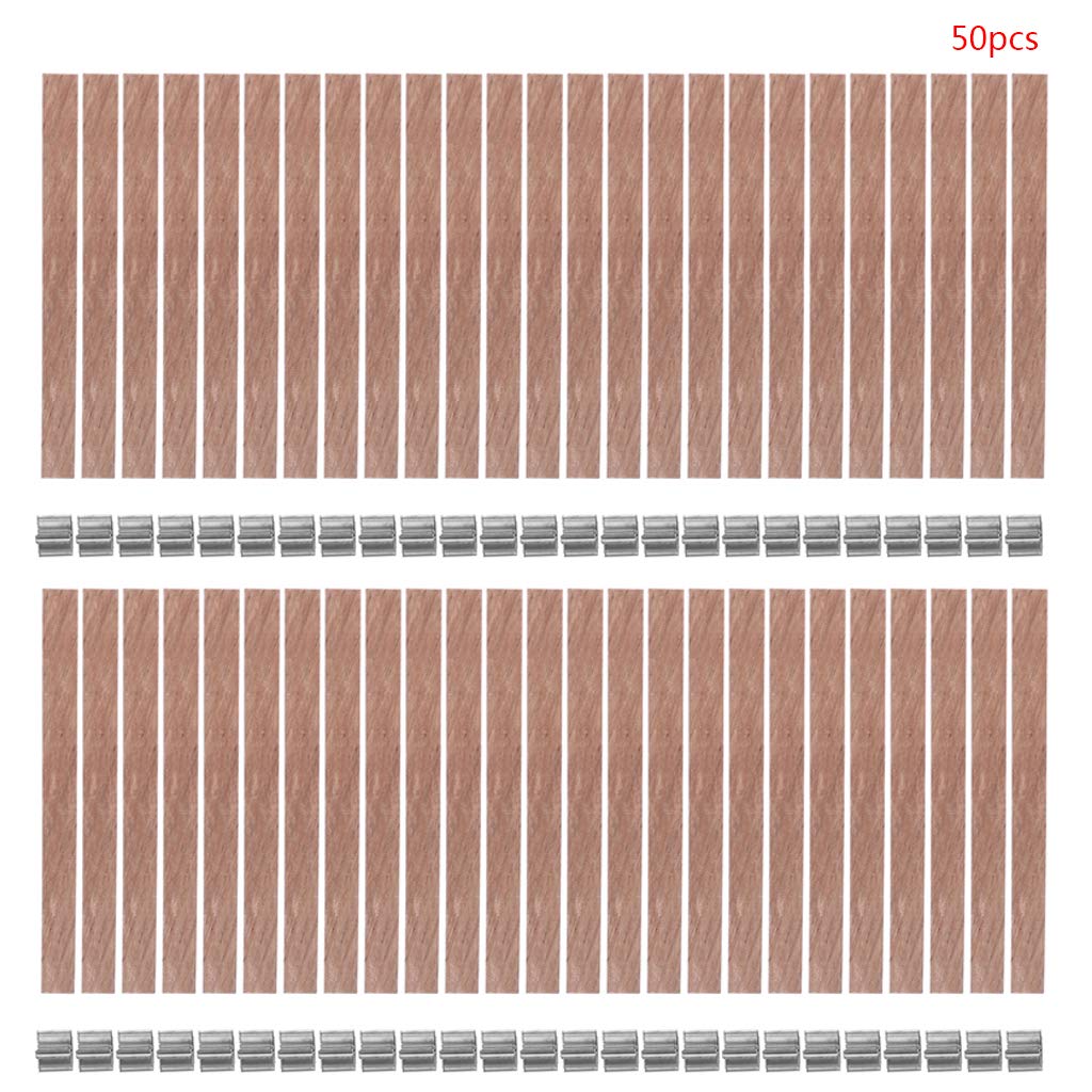 CARRYKT 50pcs 8mm Wooden Wick Candle Core Sustainer Tab DIY for Candles Making Soy Wax