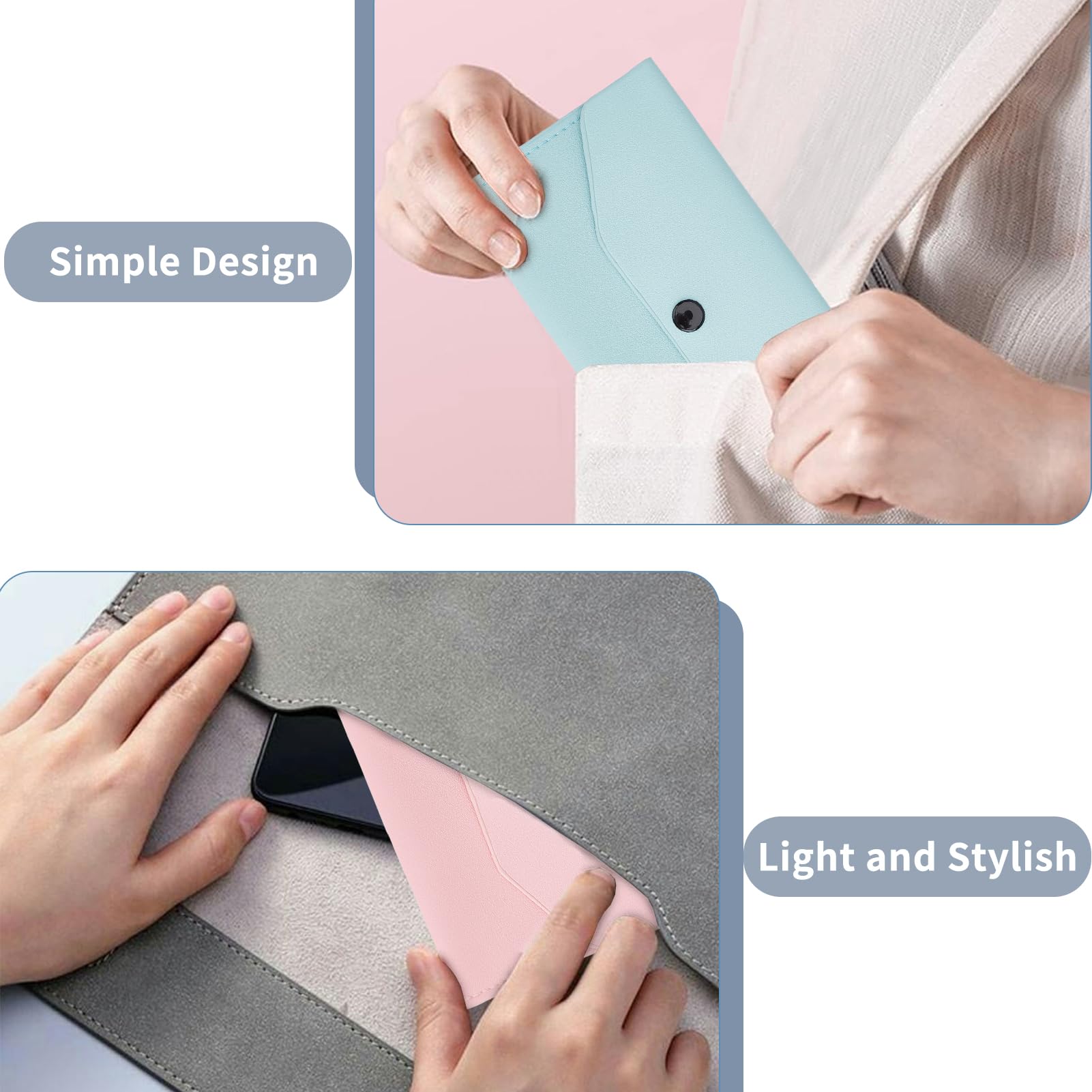 NICENEEDED 3 Pieces Money Cash Envelopes Bag, PU Leather Cash Money Pouch Money Envelopes Cash - Image 4