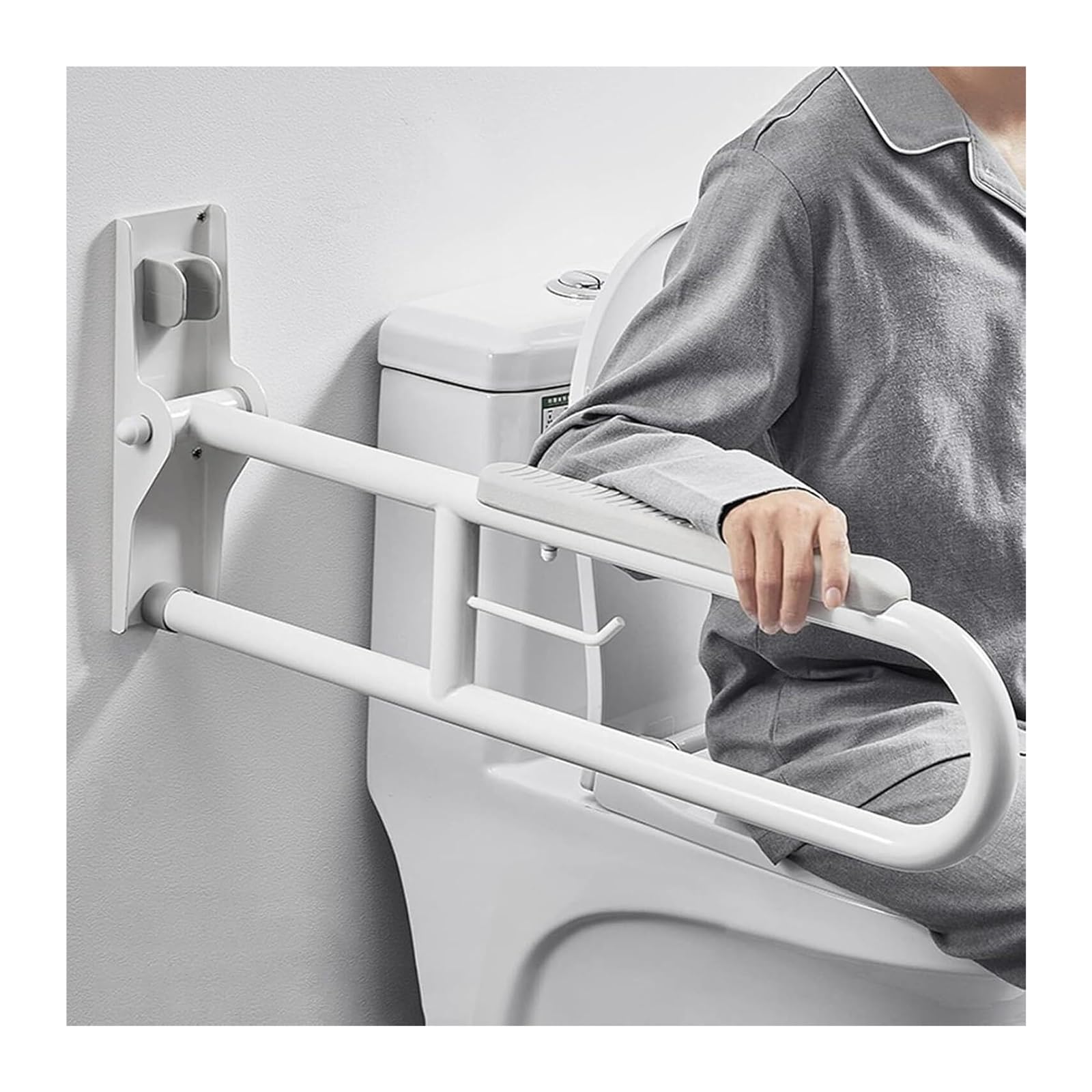 FKXSXAZ Wall Mounted Safety Support Rail, Foldable Toilet Grab Rail With Roll Holder For Elderly Pregnant Disabled 70cm/80cm(80cm)