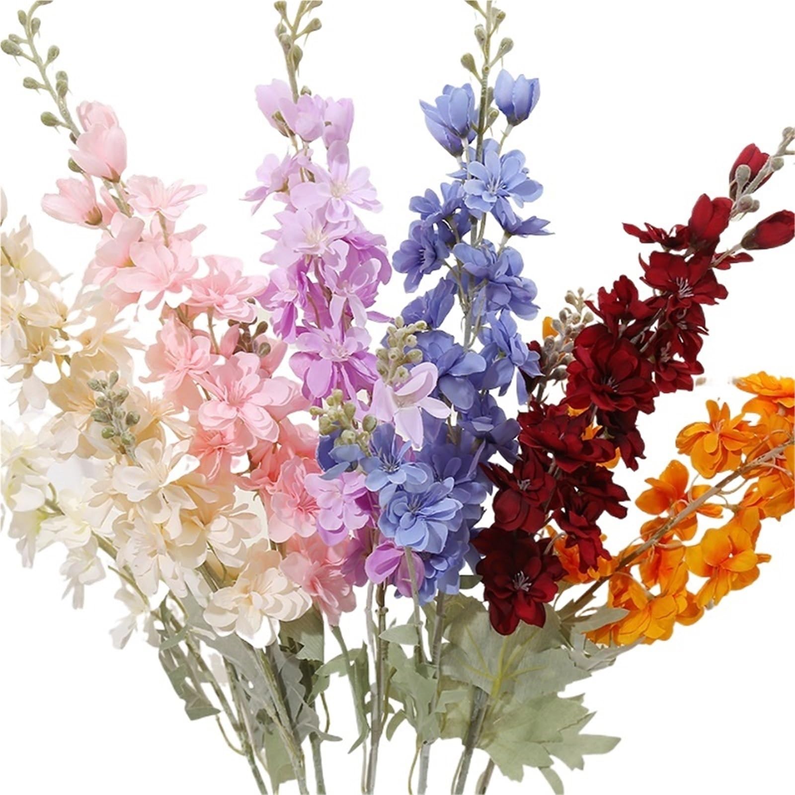 FonHNDG Artificial Flower Branches 6pcs Blue Delphinium Artificial Flowers Long Stem Larkspur For Wedding Centerpieces Floral Arrangements Home Vase Decor(Color14)
