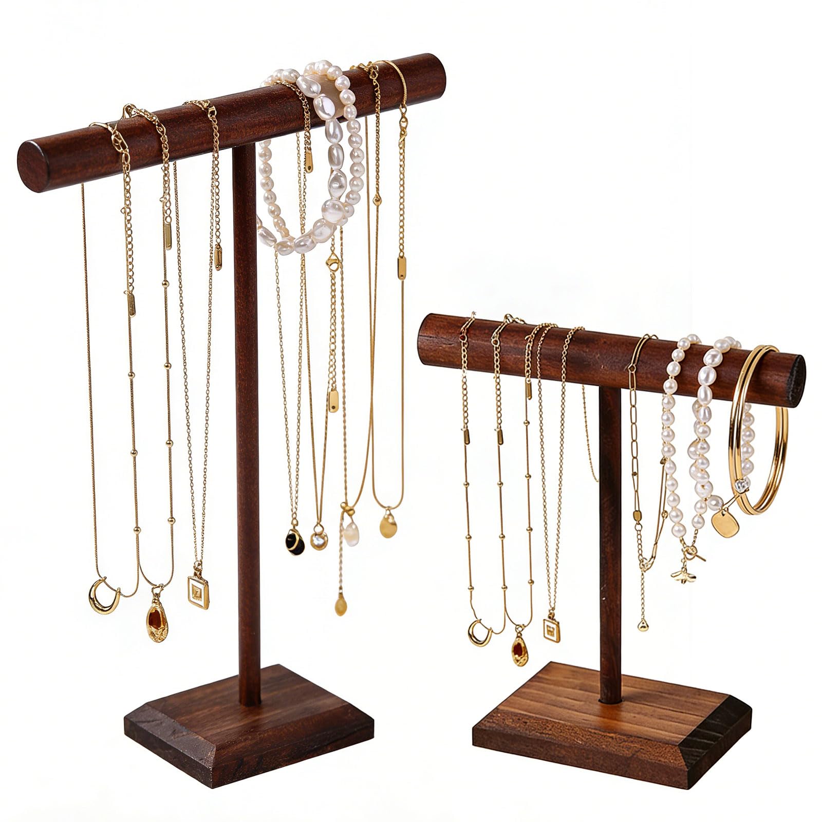 Lcfvofu Brown 2 Pcs Fashion Jewelry Stand, Necklace Stand, Bracelet Holder, Jewellery Organiser Holder For Display Watch Necklace Bracelet