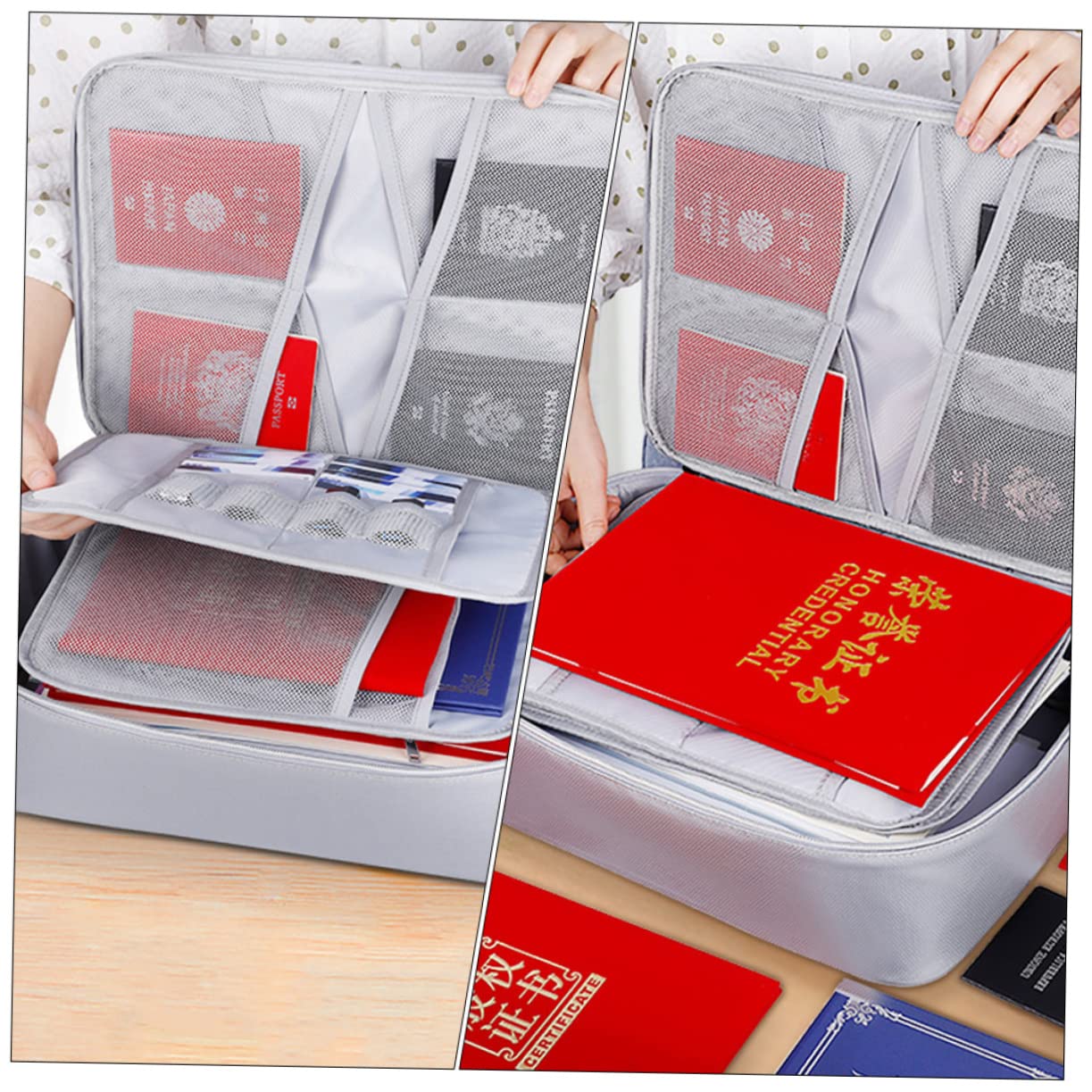 Homoyoyo Borsa Portadocumenti Ignifuga Grande Capacità Cerniera Liscia per Documenti e Carte in Viaggio