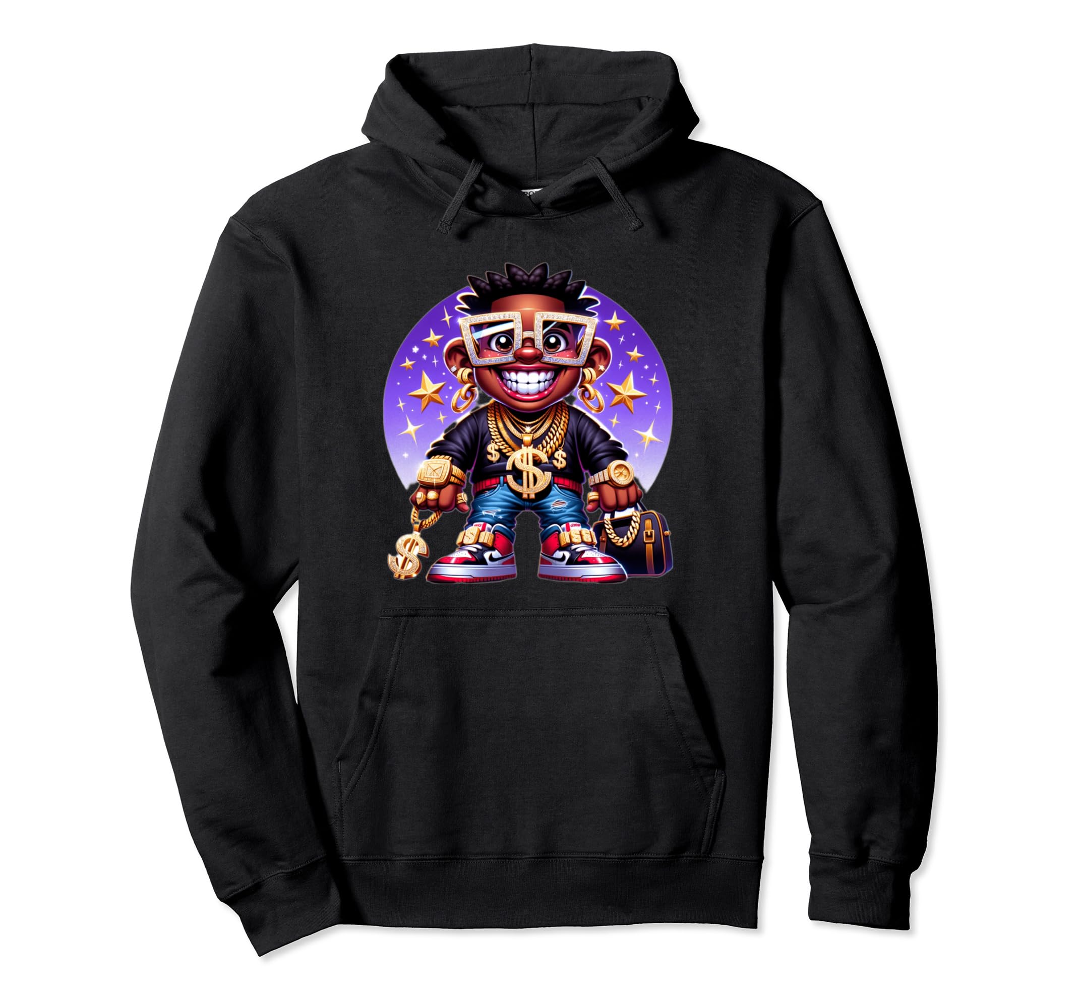Urban Gold: Streetwear with SwaggerBling King: Hip-Hop's Flashy Maestro Pullover Hoodie