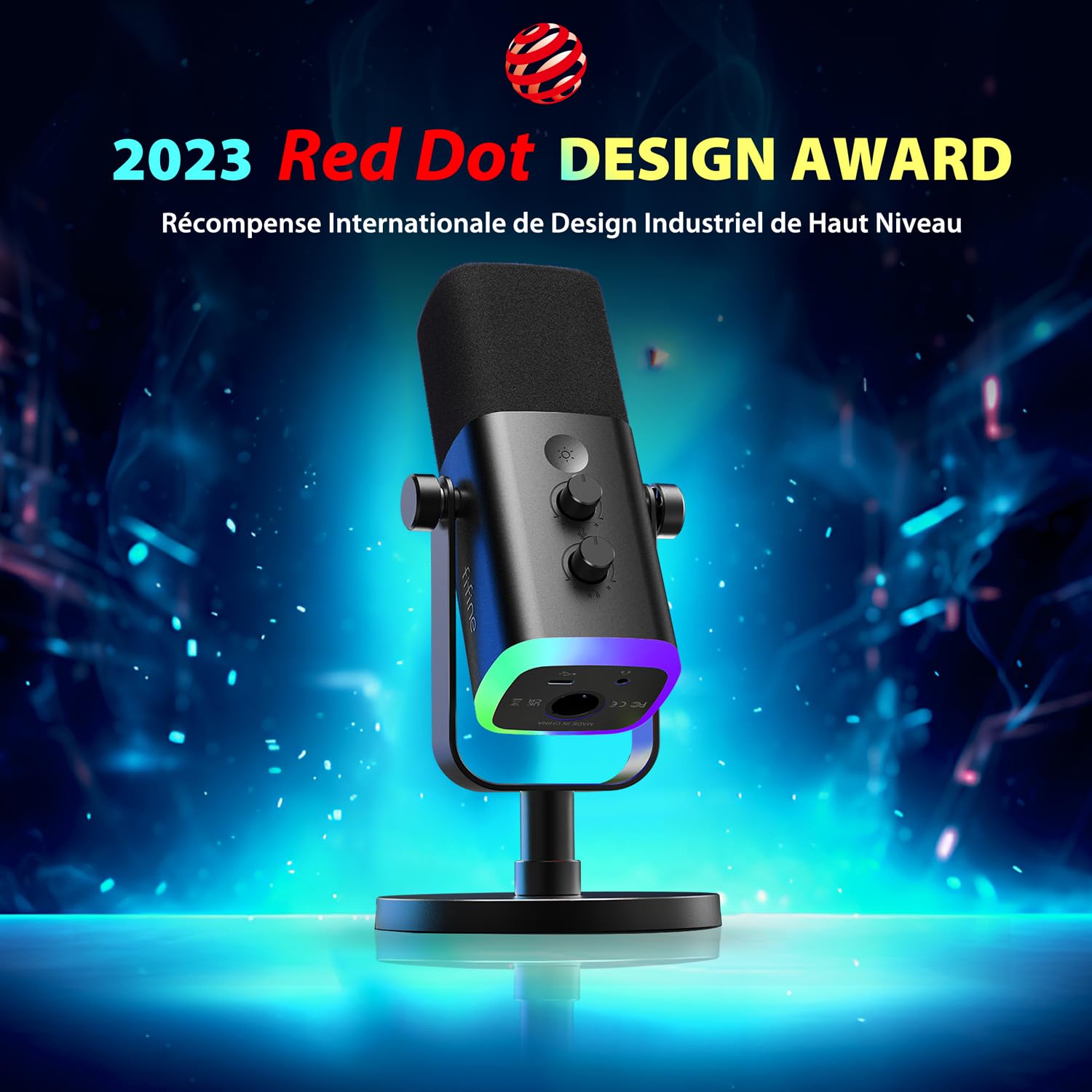 FIFINE USB XLR Gaming Micro Dynamique pour PC, RGB Streaming Microphone pour Podcasting, Broadcasting, Enregistrement Vocal, pour PS4/5 Mac PC Mixer Cartes Son
