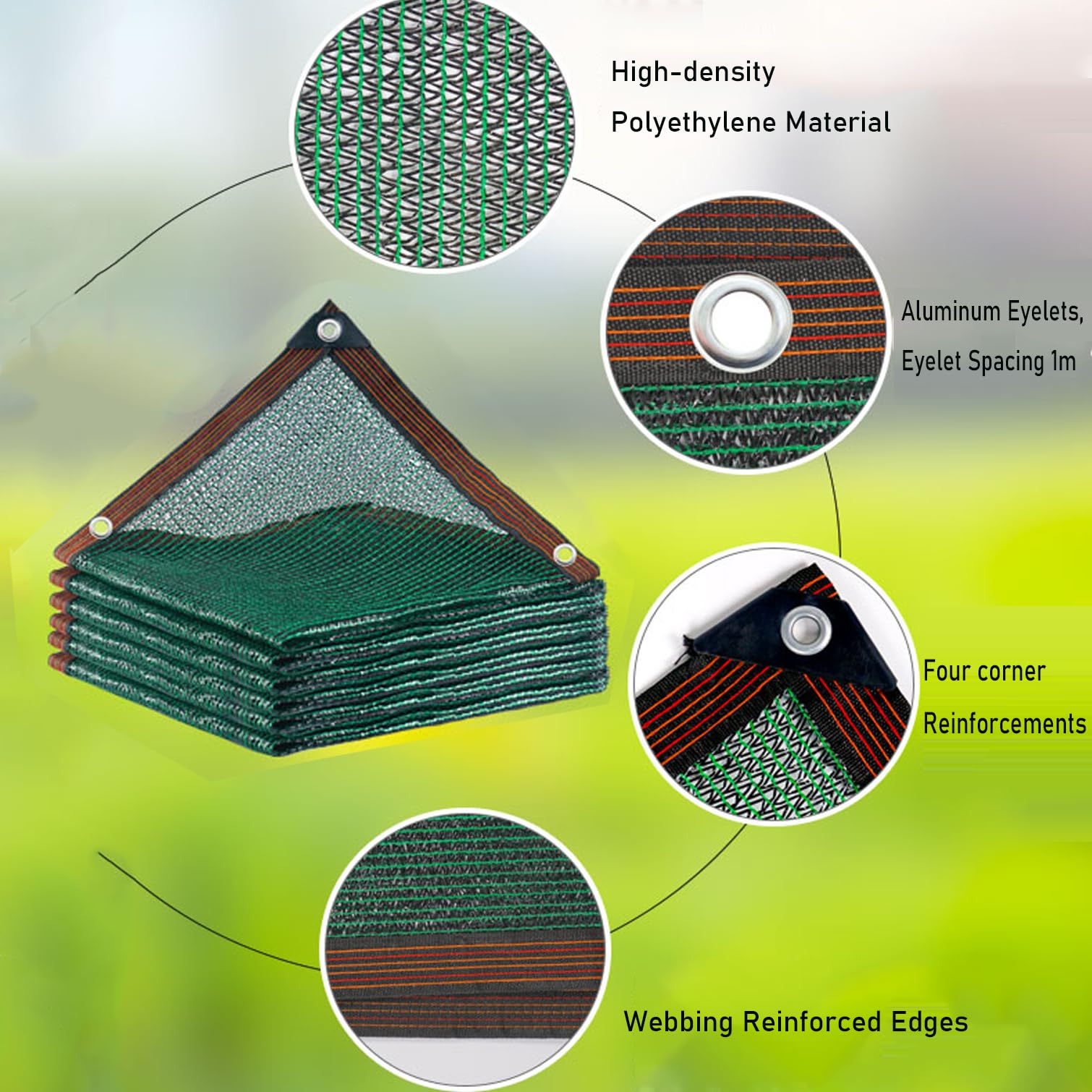 Red de Sombra Exterior con Ojales,Mallas de Sombreo Verde Oscuro,Tasa Sombreado 55%,Impermeable y Transpirable,Paño Proteccion Solar para Jardines,Piscinas,Terrazas (500cm x 1000cm)