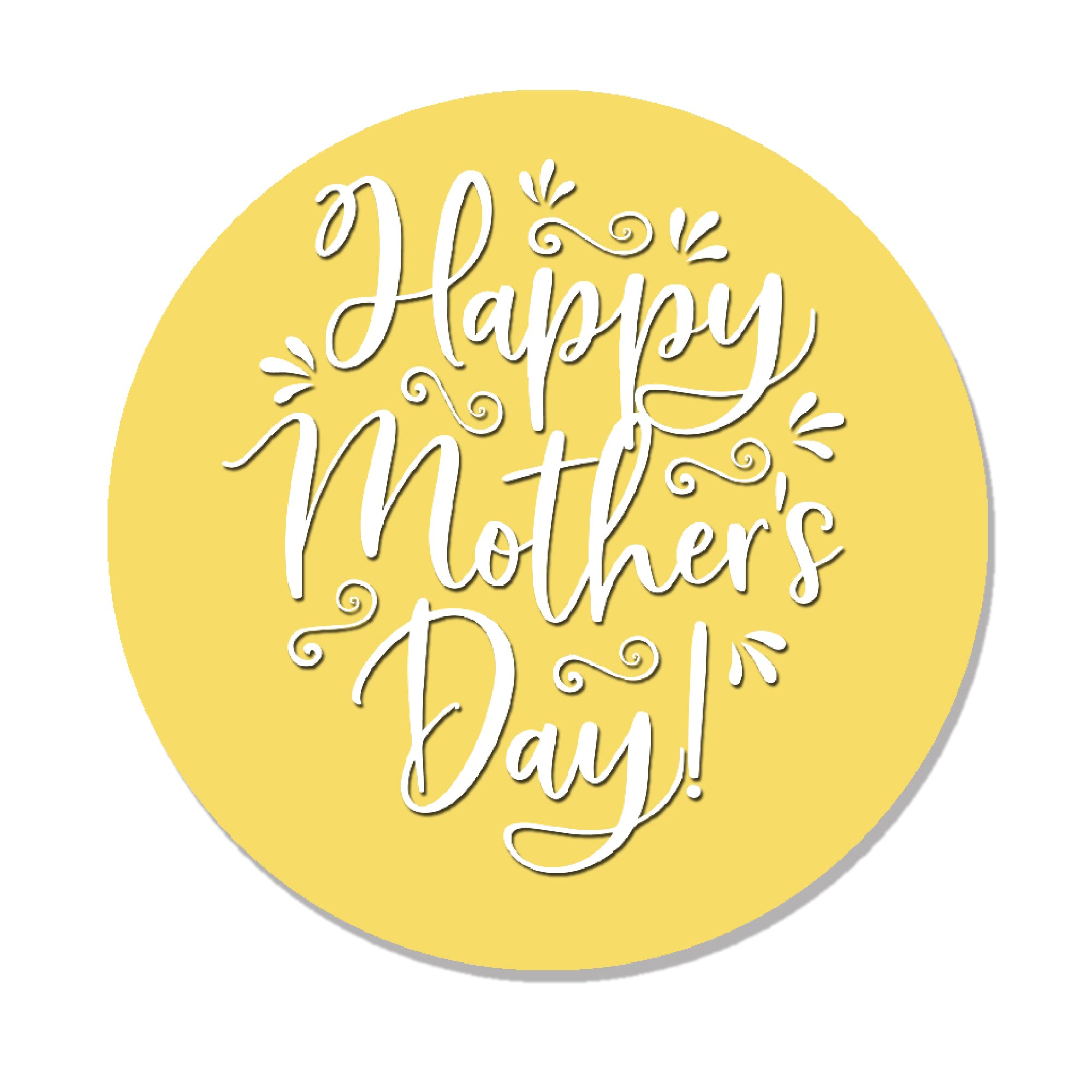 Treasured Forever Yellow Happy Mother's Day Stickers - Wax Melts, Business Red, White Sticker Sweet Sweet Cone Bags Sizes - 35 (37Mm)