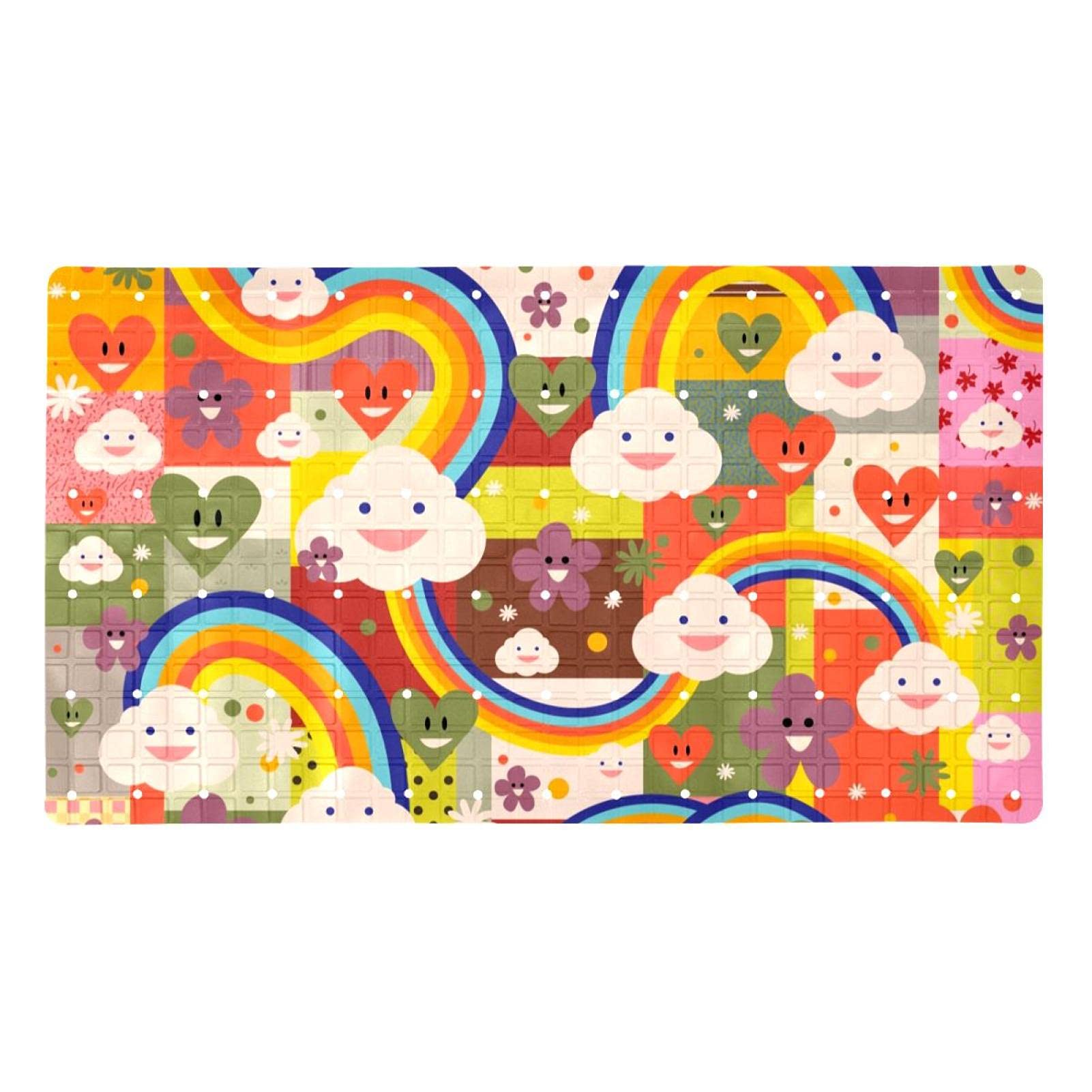 Tapis de salle de bain antidérapant baignoire douche ventouses arc-en-ciel