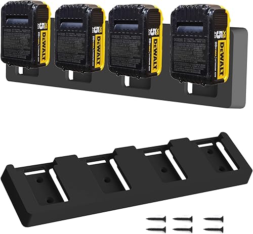 Soporte de batería compatible con DeWalt de 20 V, soporte para batería de garaje de 4 ranuras a granel, herramientas Dewallt de 20 V, soporte de