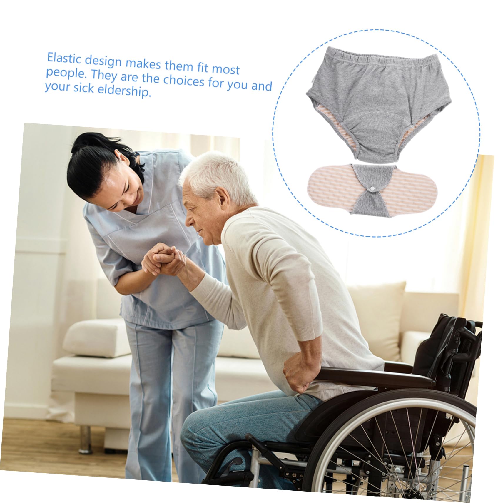 minkissy 5pcs Elderly Cotton Diaper Washable Reusable Leakproof Adult Diapers for Men Women