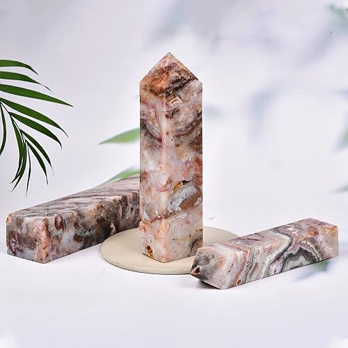 Miniatura 6 de JIC Gem Varita de cristal extra grande a rayas de ágata de cristal Obelisco Torre de cuarzo para decoración de regalo, 2.2-2.8 libras