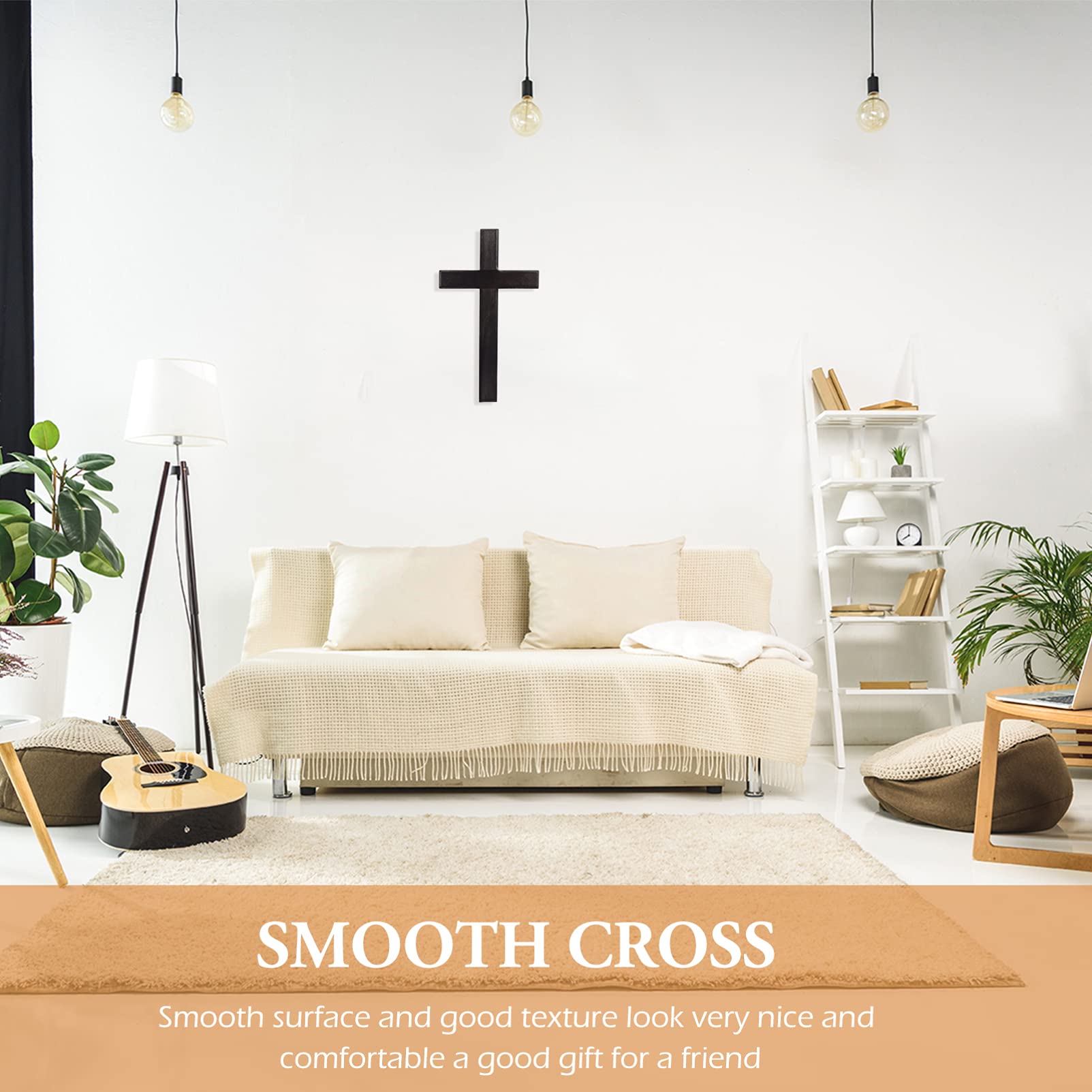BESPORTBLE Wooden Cross, Wall Hanging Cross Decoration Rustic Wall Mounted Jesus Cross Ornament for Home Christian Weddings Party Meditation Decor (Black)