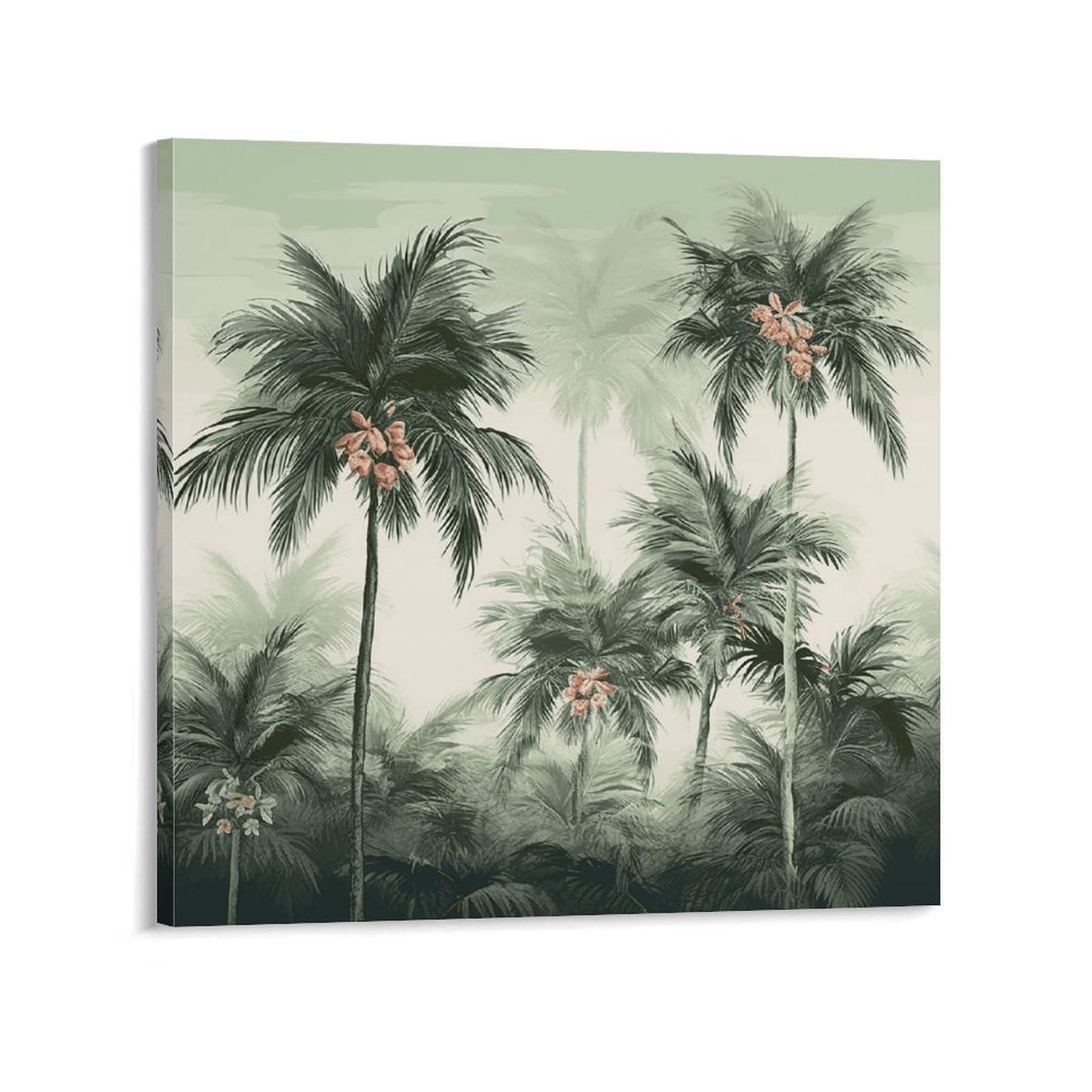 KLOPH Tropical Palm Trees Canvas Wall Art for Living Room 08x8inch Modern Artwork Painting for Bathroom Hanging Canvas Prints Aesthetic Wallart for Bedroom Kitchen Office Wall Decor