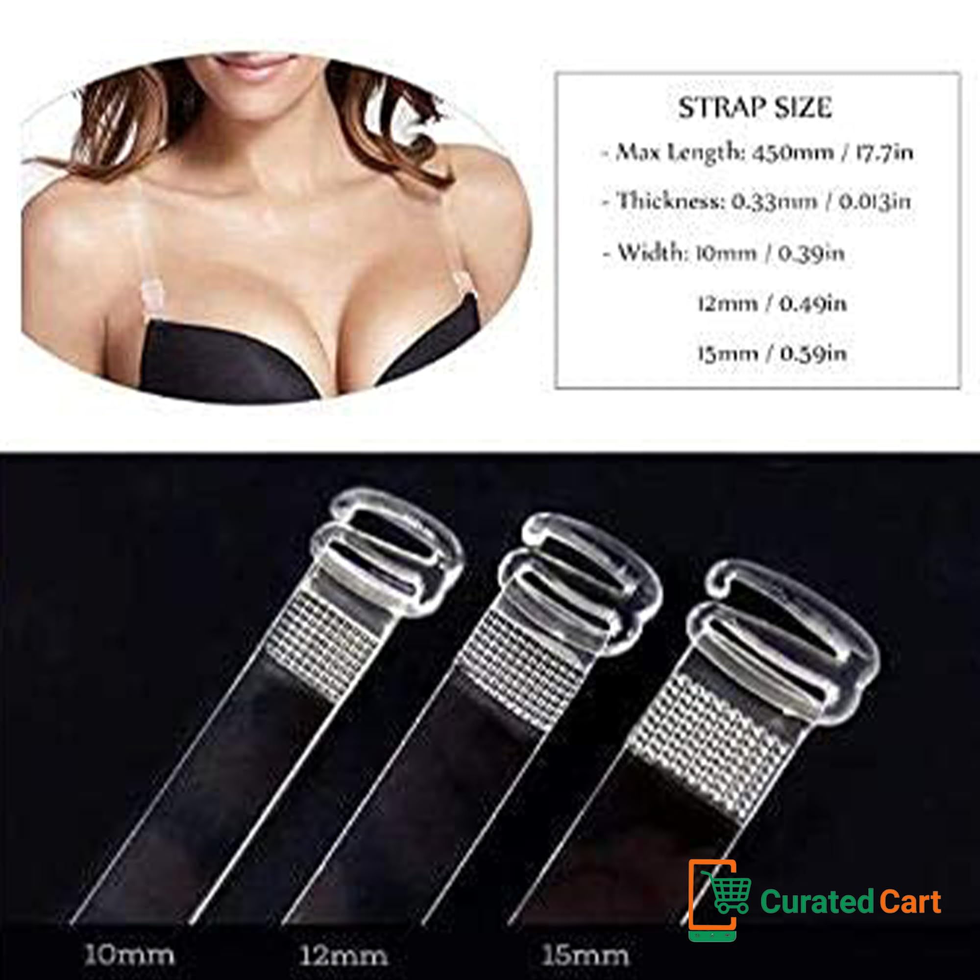 CURATED CART Thick 15 Mm Transparent Wired Bra Strap for Women Silicone Invisible Bra Strap Non-Slip Adjustable Bra Soft Shoulder Strap, 36 - Image 5 thumbnail