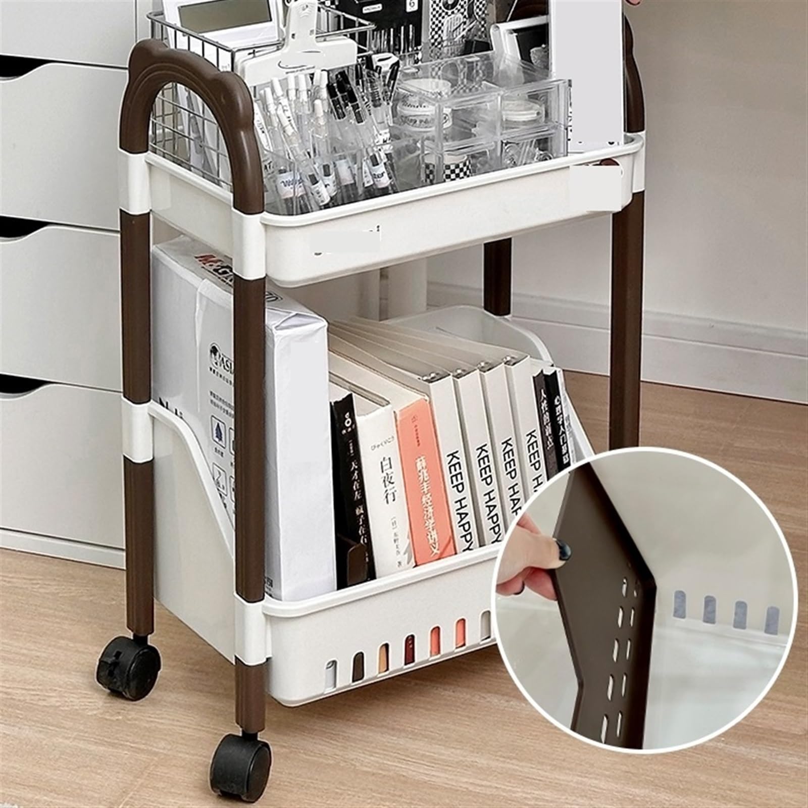 Biurowa szafka na dokumenty, mobilny stojak do przechowywania dokumentów, stojak do przechowywania przekąsek, prosty regał obok biurka podłogowego, organizer na dokumenty (56 cm)