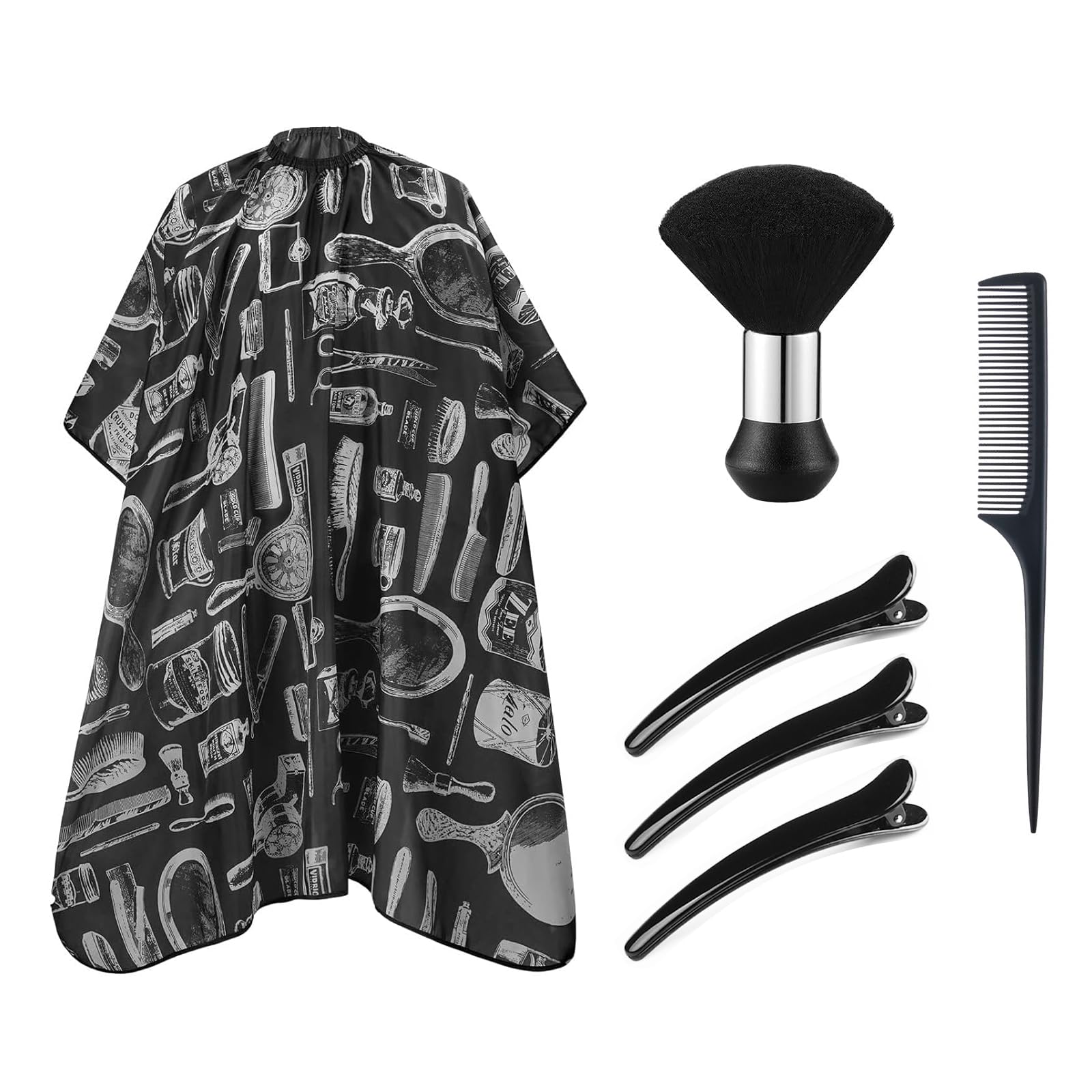 KHIRY Capa Profesional de peluquería con Cepillo para el Cuello, Capa de Corte de Pelo y Peine de peluquería, Accesorios de salón para Hombres y Mujeres