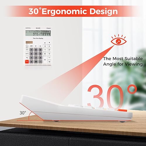 Miniatura 7 de Calculadora de escritorio Pantalla grande Botones grandes con 12 dígitos LCD de 2 líneas, doble energía solar y calculadoras de batería con función